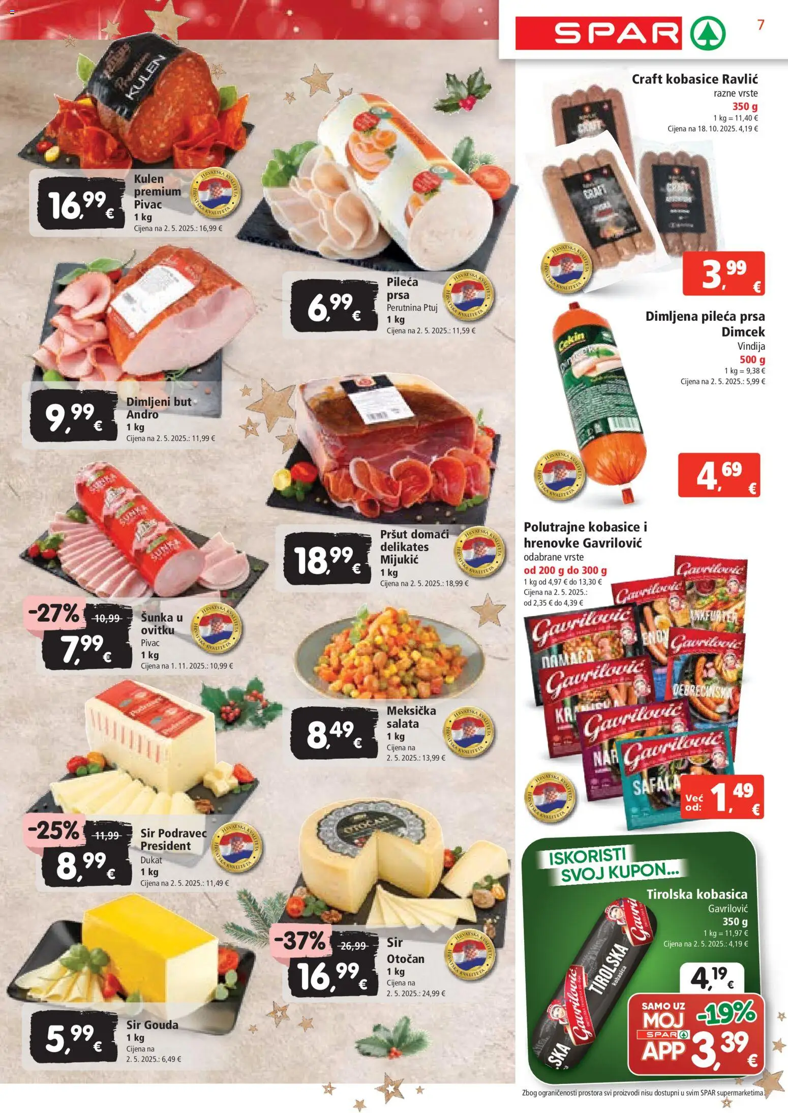 Spar katalog | vrijedi od 26.11.2025 | Stranica: 7 | Proizvodi: Vindija, Šunka, Salata, Kulen