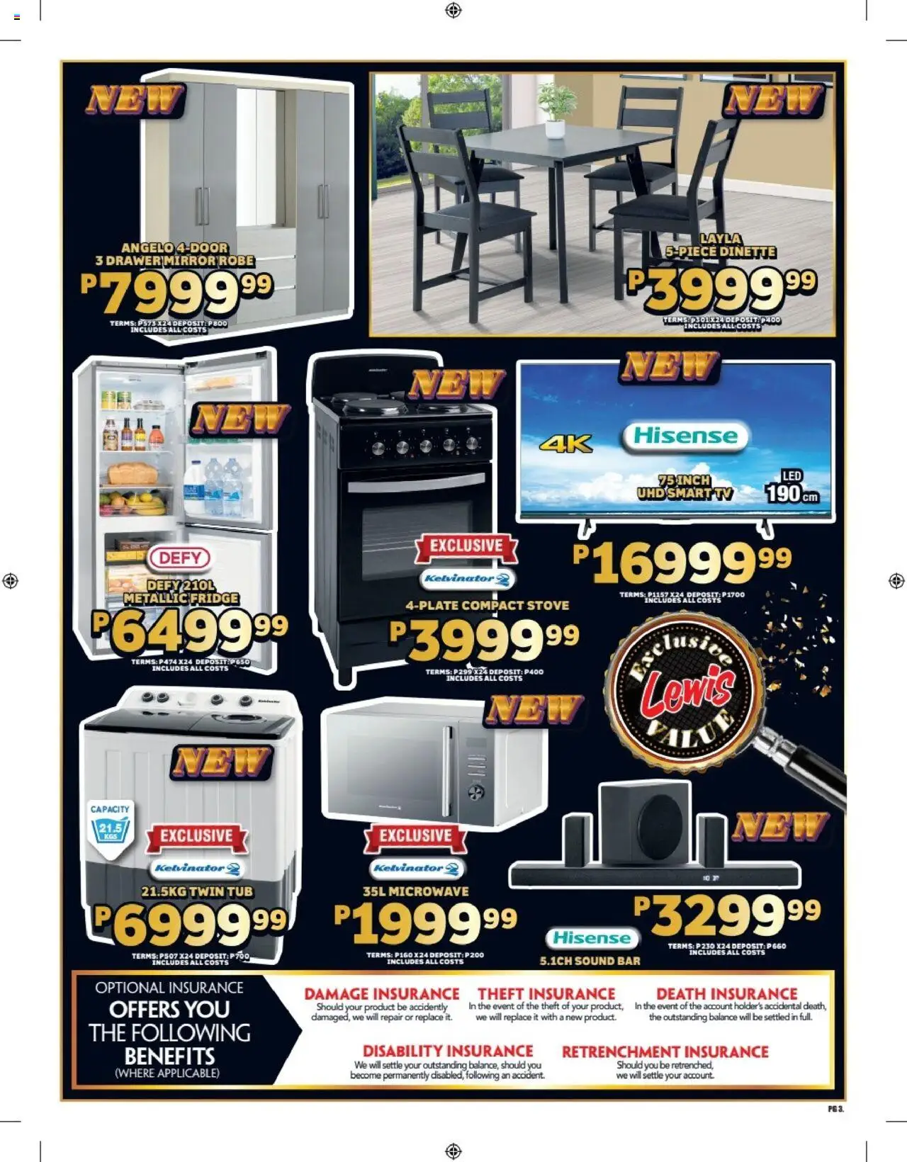 Lewis Stores - Botswana Leaflet │ valid from 11.08.2025 | Page: 3 | Products: Stove, TV, Fridge, Microwave