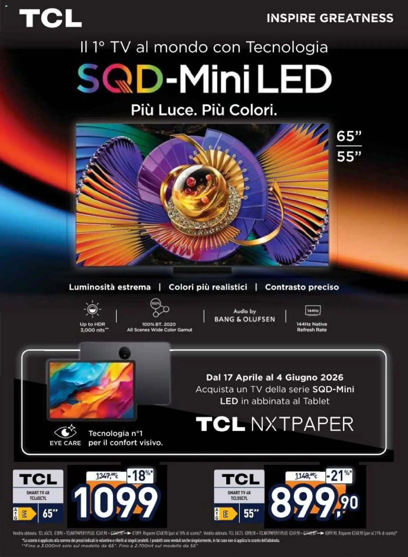 Volantino Unieuro del 17.04.2026 | Pagina: 2 | Prodotti: Tablet, TV, Audio