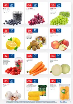 MAXIMA leidinys galioja nuo 27.01.2026 | Puslapis: 17 | Prekių: Vynuogės, Obuoliai, Pomidorai, Morkos