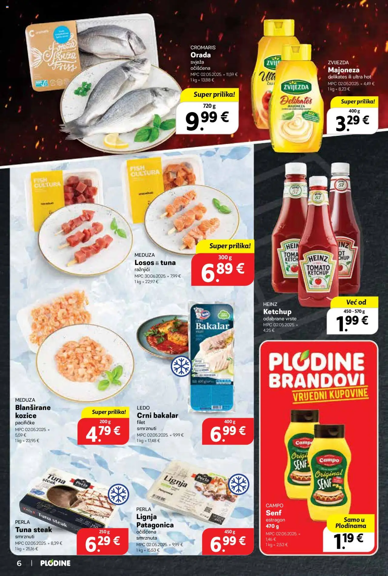 Plodine katalog | vrijedi od 02.07.2025 | Stranica: 6 | Proizvodi: Ledo, Senf, Lignja Patagonica, Kozice
