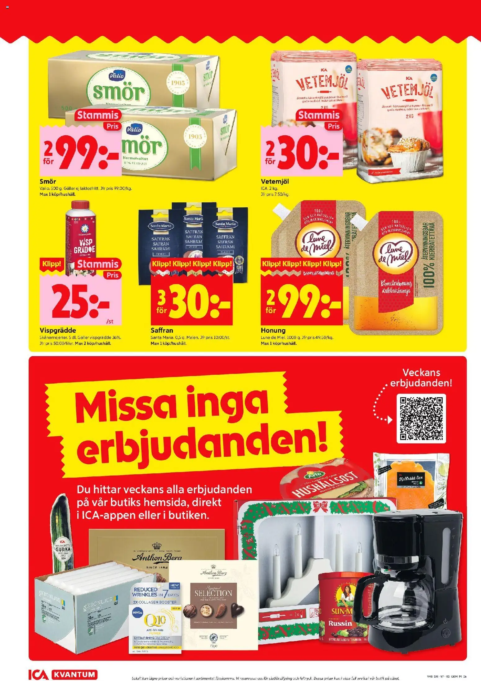 ICA Kvantum reklamblad aktuell från 24.11.2025 | Sida: 6 | Produkter: Gem, Saffran, Gurka, Vispgrädde