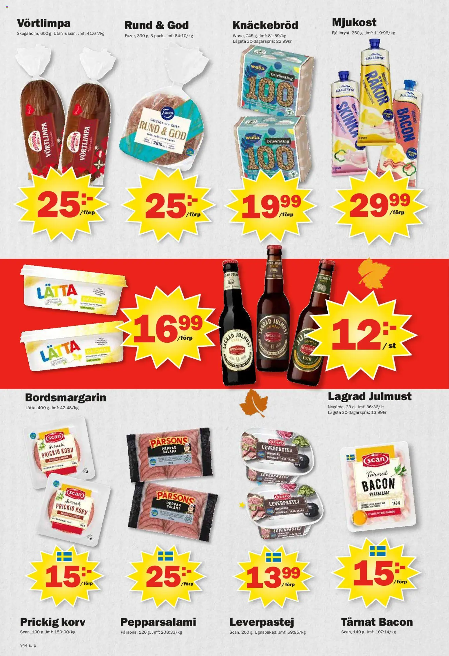 Pekås reklamblad aktuell från 27.10.2025 | Sida: 6 | Produkter: Leverpastej, Räkor, Peppar, Salami