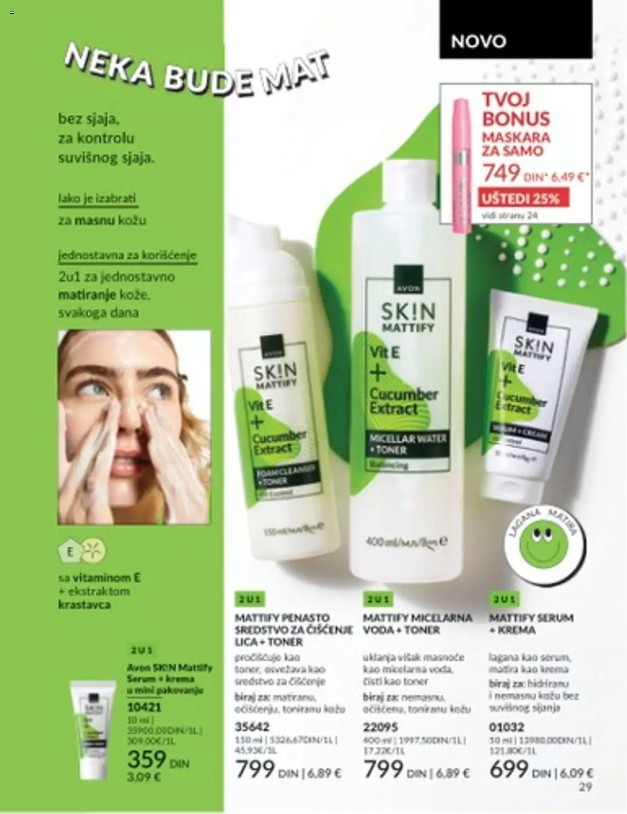 AVON katalog - važi od 01.08.2025 | Strana: 29 | Proizvode: Maskara, Krema, Micelarna voda, Toner