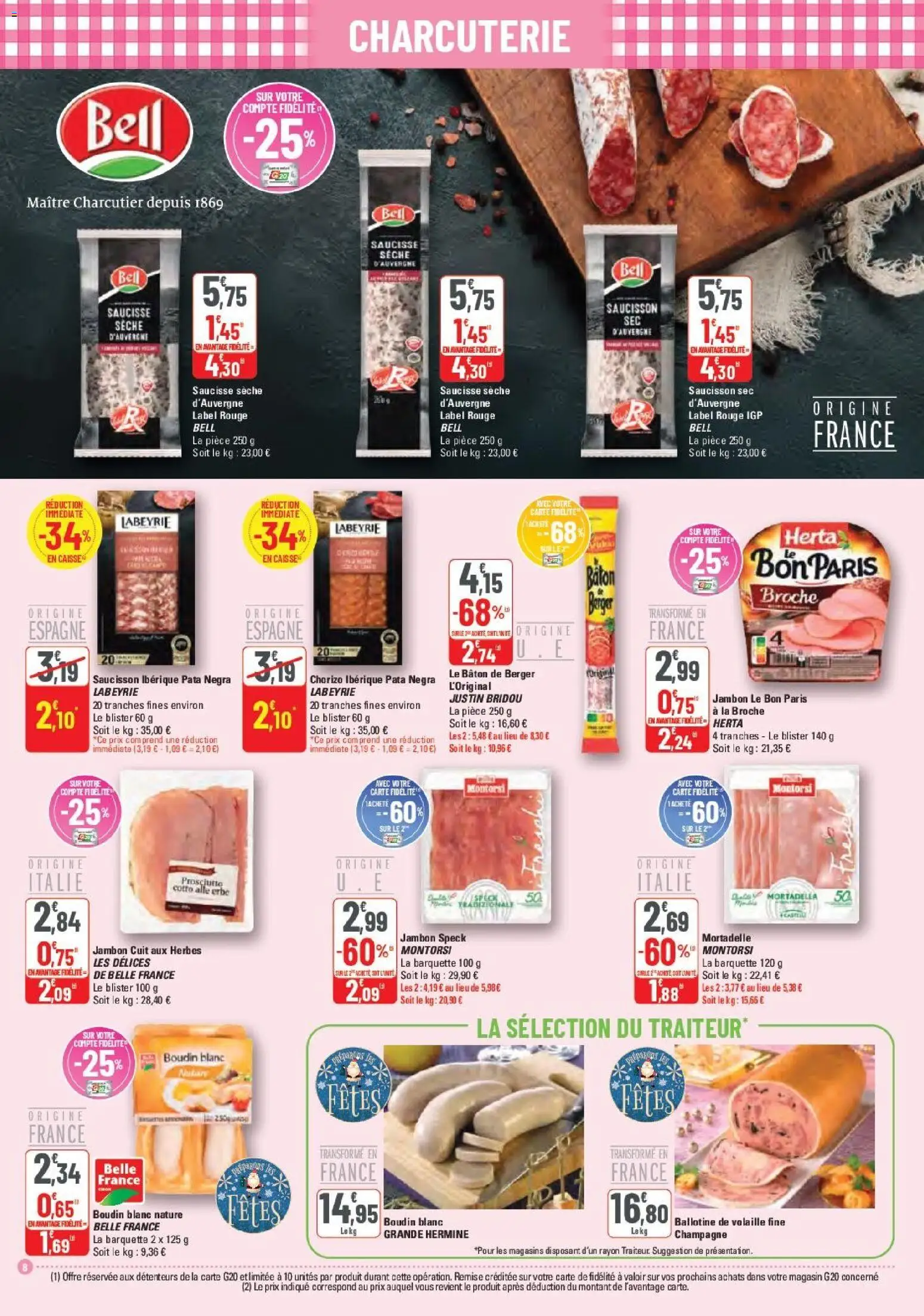 {H1} | Page: 8 | Produits: Chorizo, Saucisson, Volaille, Champagne