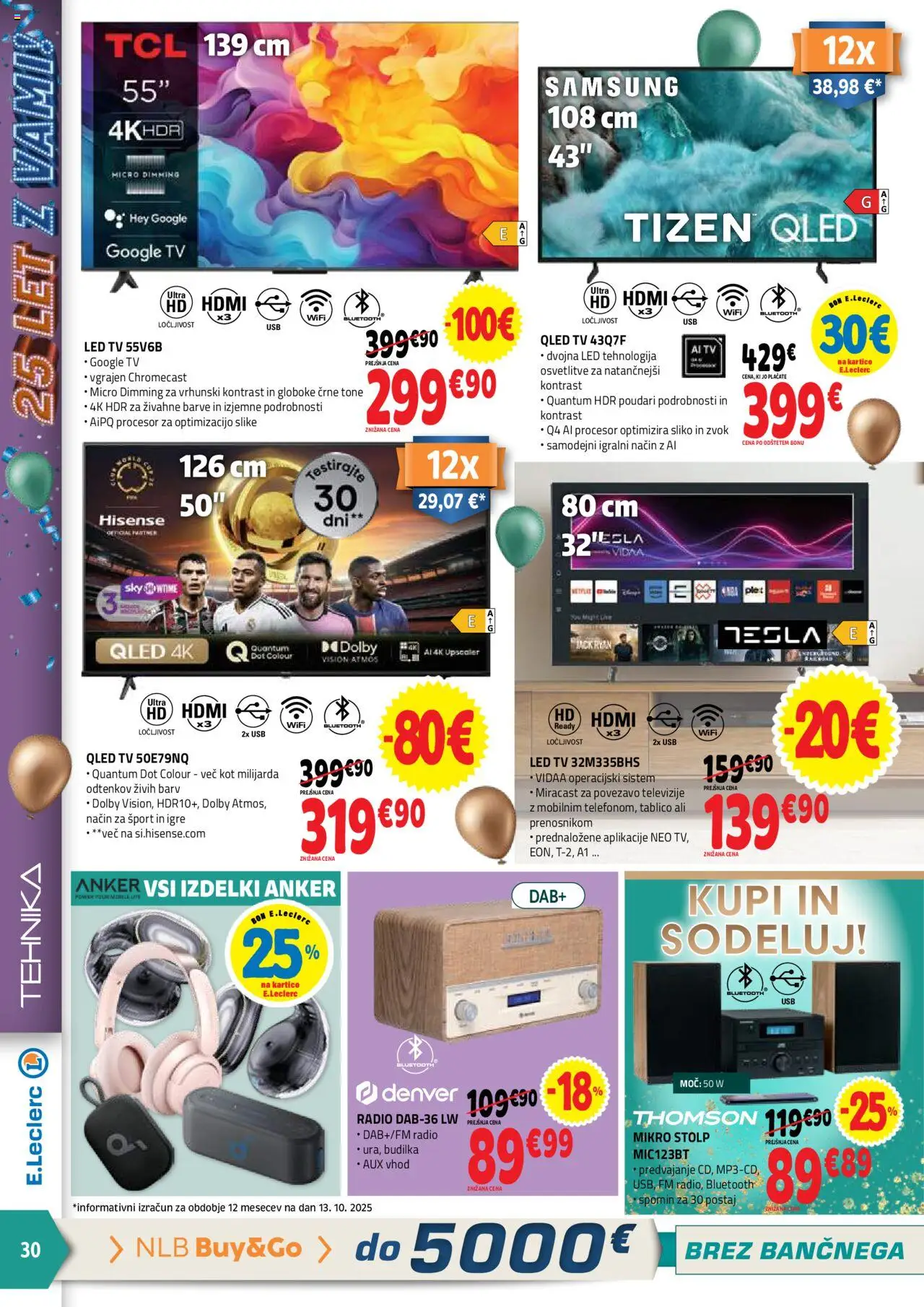 Novi E.leclerc katalog ponudbe – veljaven od 22.10.2025 | Stran: 30 | Izdelki: Tv, Budilka, Usb, Led tv