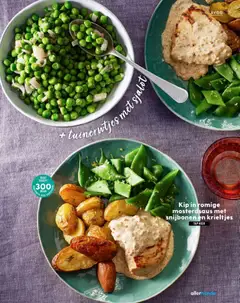 Kip in romige mosterdsaus met snijbonen en krieltjes, Chicken in creamy mustard sauce with green beans and new potatoes. - Voorbeeld van een folder van Albert Heijn, geldig van 31.12.2025 | Pagina: 71