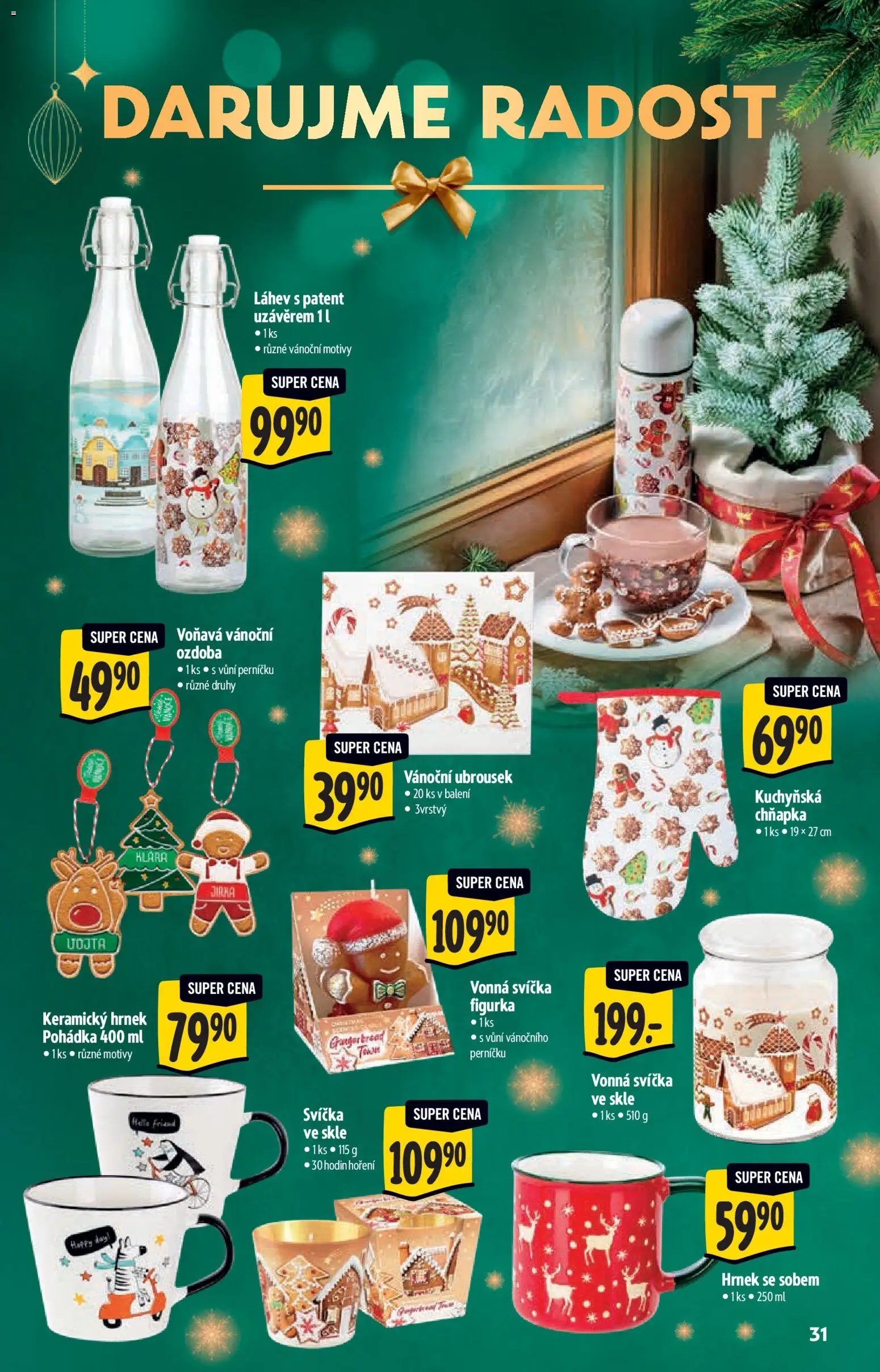 Albert katalog - Supermarket od 29.10.2025 | Strana: 31 | Produkty: Hrnek, Svíčka, Chňapka, Láhev