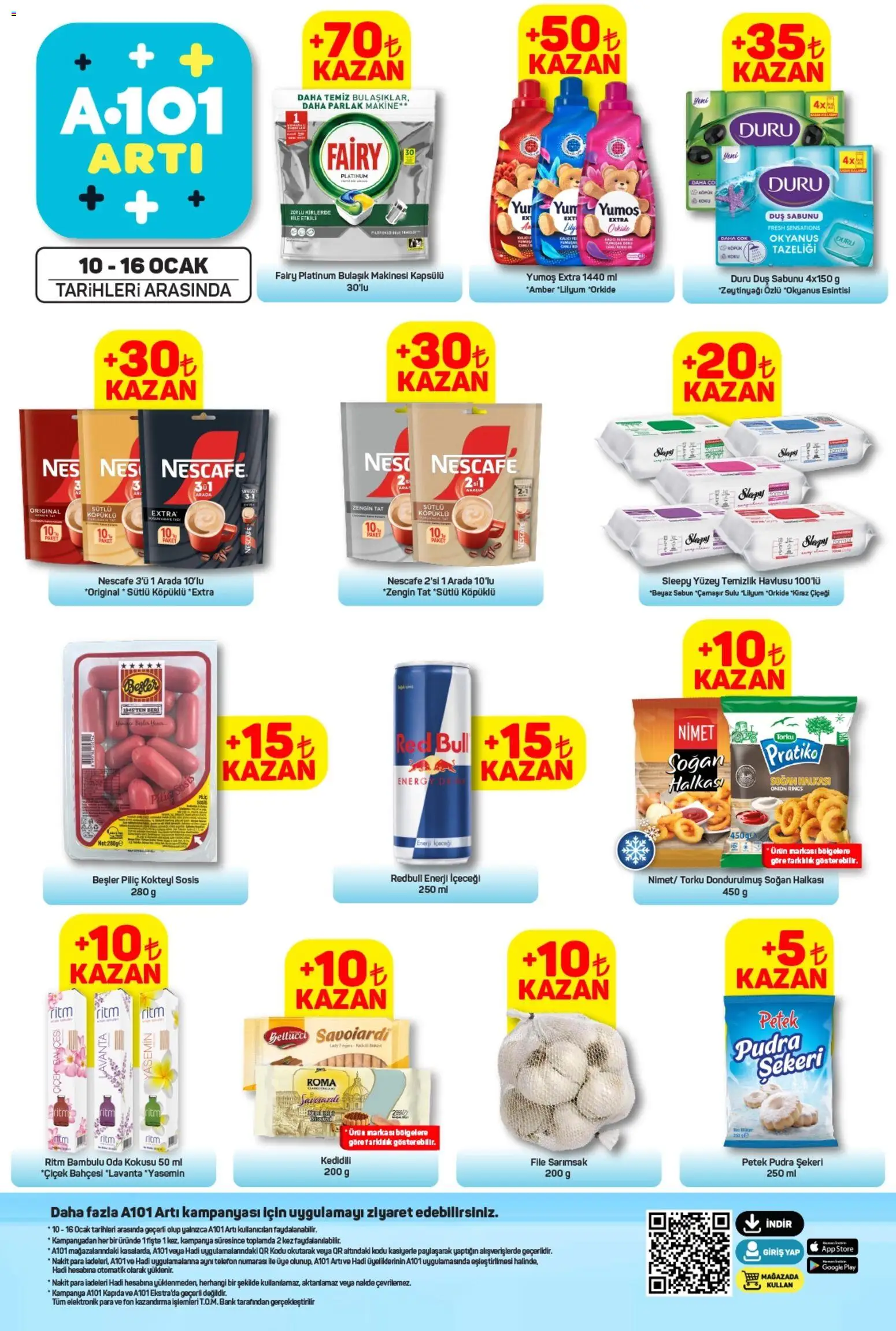 A101 Arti - 10.01.2026 tarihinden itibaren geçerlidir | Sayfa: 1 | Ürünler: Duş, Pudra, Kiraz, Telefon