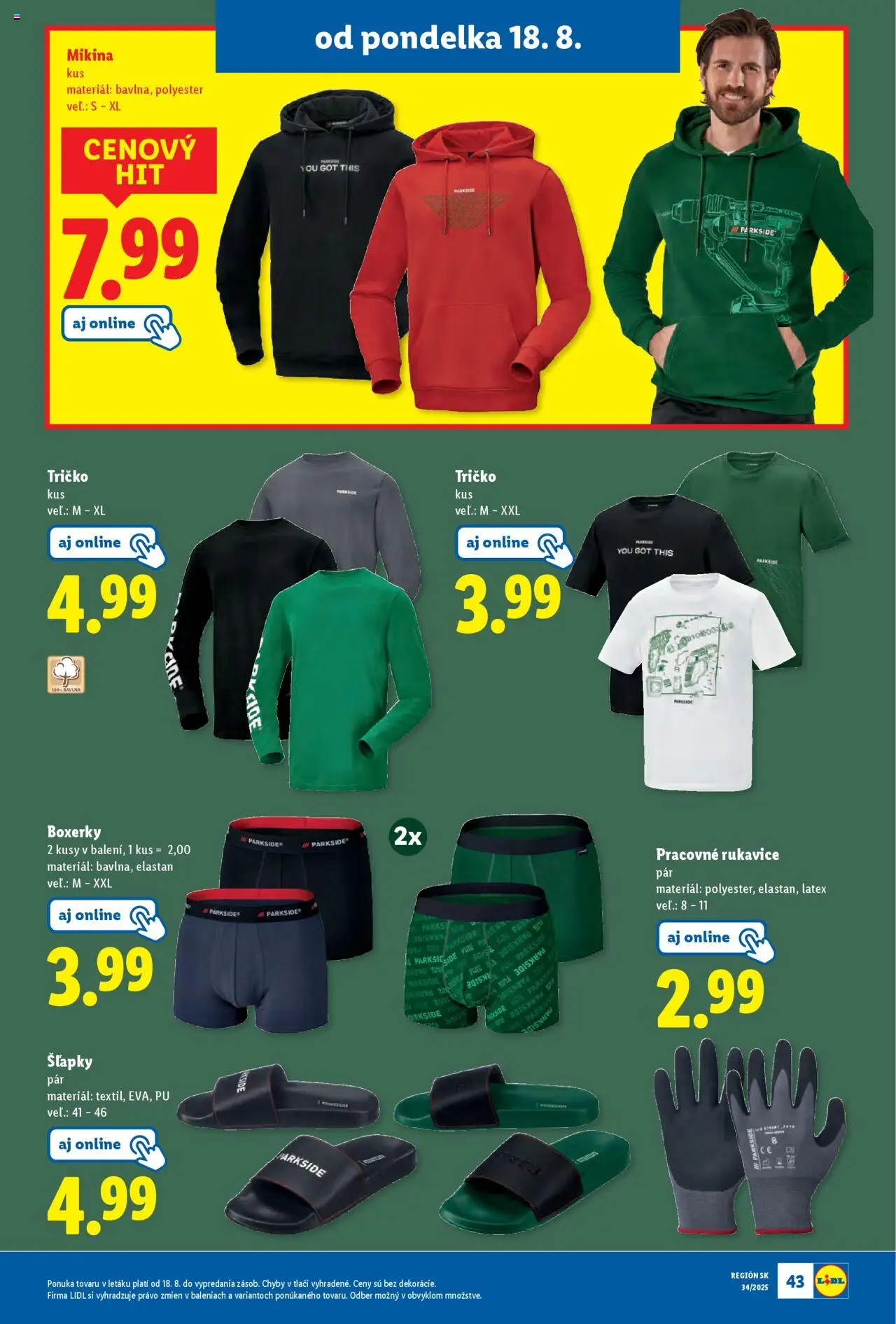 Lidl leták │ platný od 18.08.2025 | Strana: 51 | Produkty: Parkside, Mikina, Rukavice