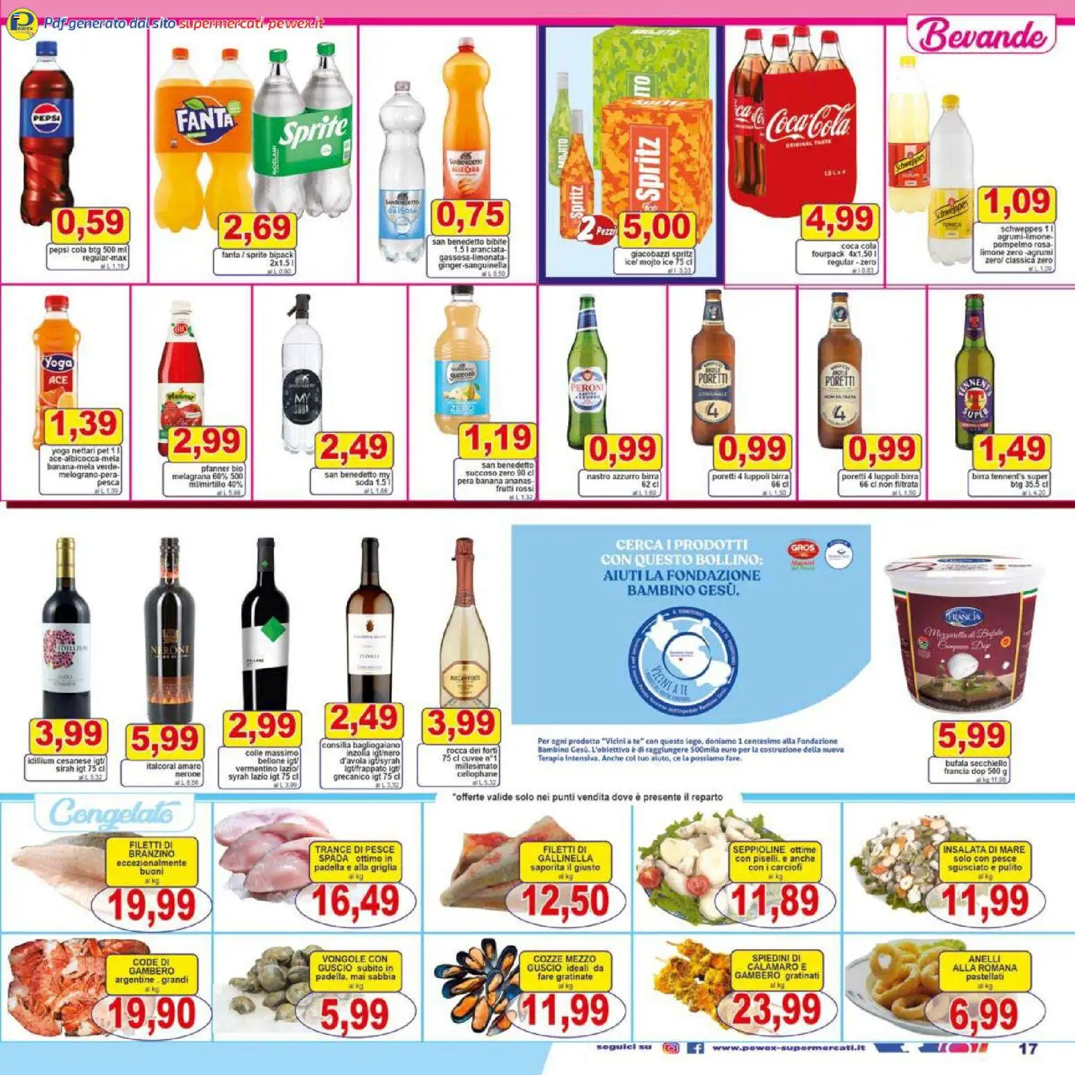 Volantino Pewex del 27.12.2025 | Pagina: 17 | Prodotti: Vongole, Carciofi, Pepsi, Coca Cola