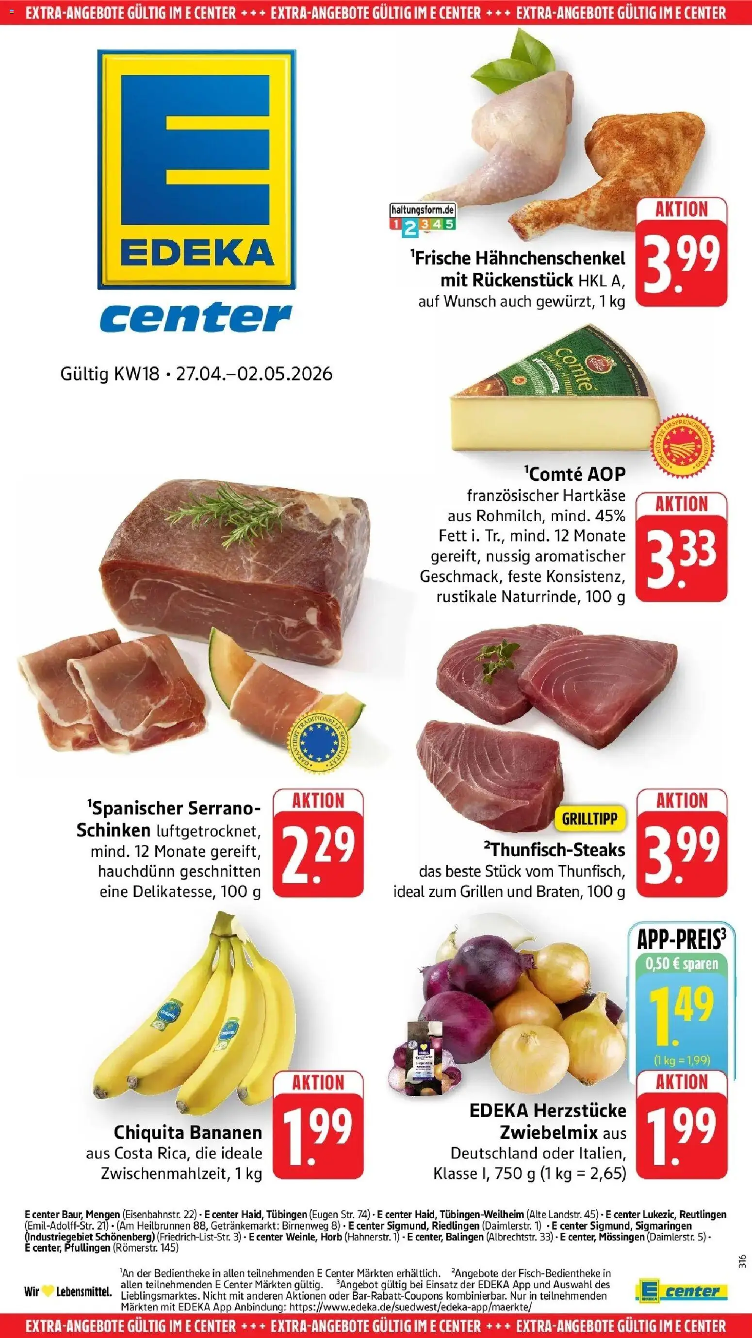 Angebote – gültig ab 27.04.2026 | Seite: 53 | Produkte: Hahnchenschenkel, Bananen, Schinken