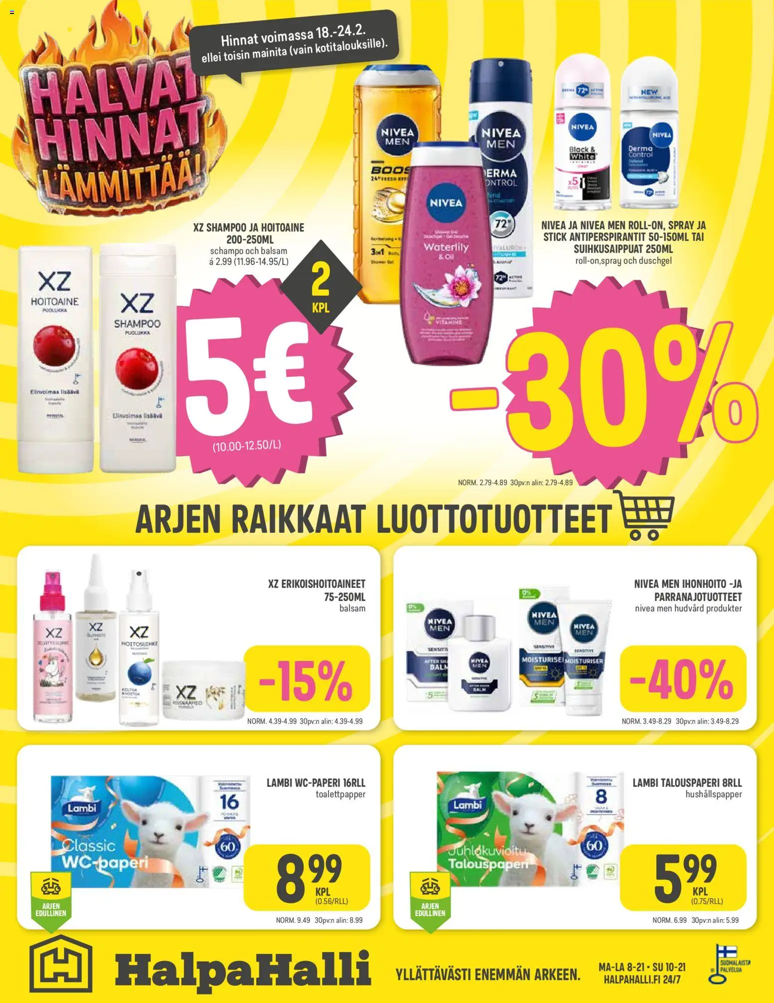 Halpa Halli tarjoukset – voimassa 18.02.2026 alkaen | Sivu: 8 | Tuotteet: Shampoo, Hoitoaine