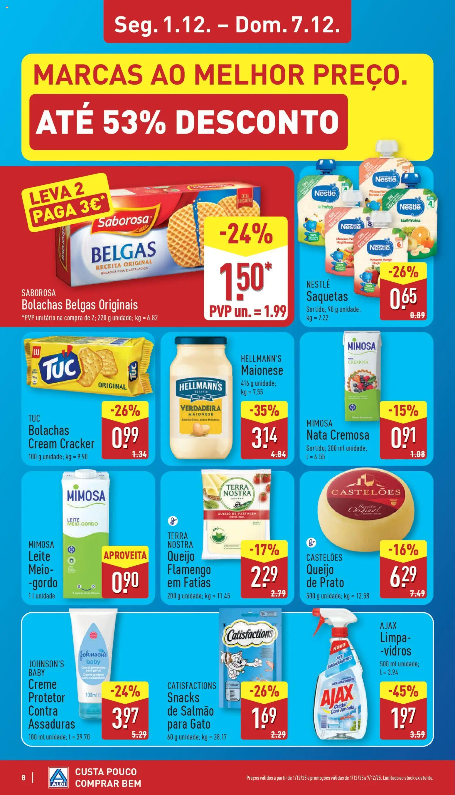Aldi folheto │ válido de 01.12.2025 | Página: 8 | Produtos: Bolachas, Salmão, Nestlé, Nata