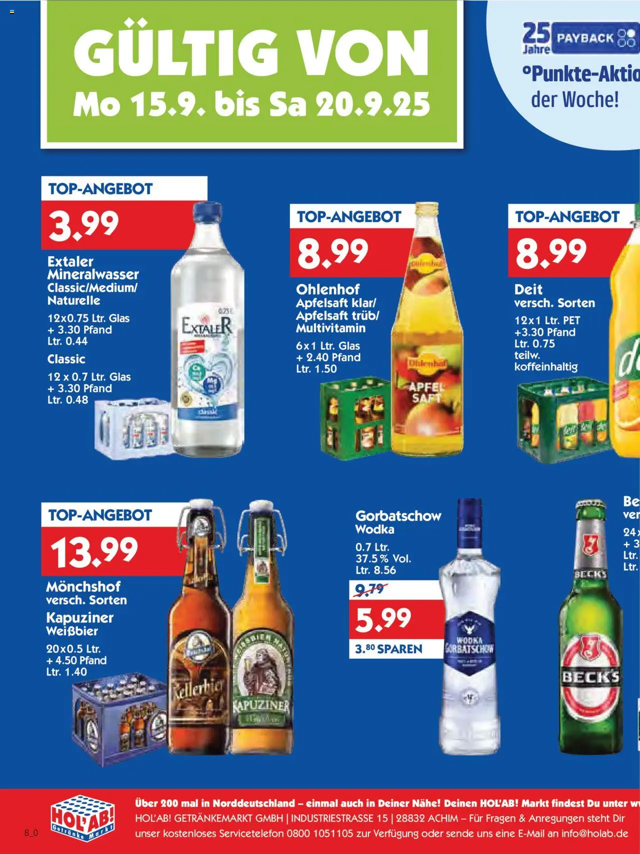 HOL’AB! Prospekt 	 – gültig ab 15.09.2025 | Seite: 2 | Produkte: Weißbier, Äpfel, Mineralwasser, Saft