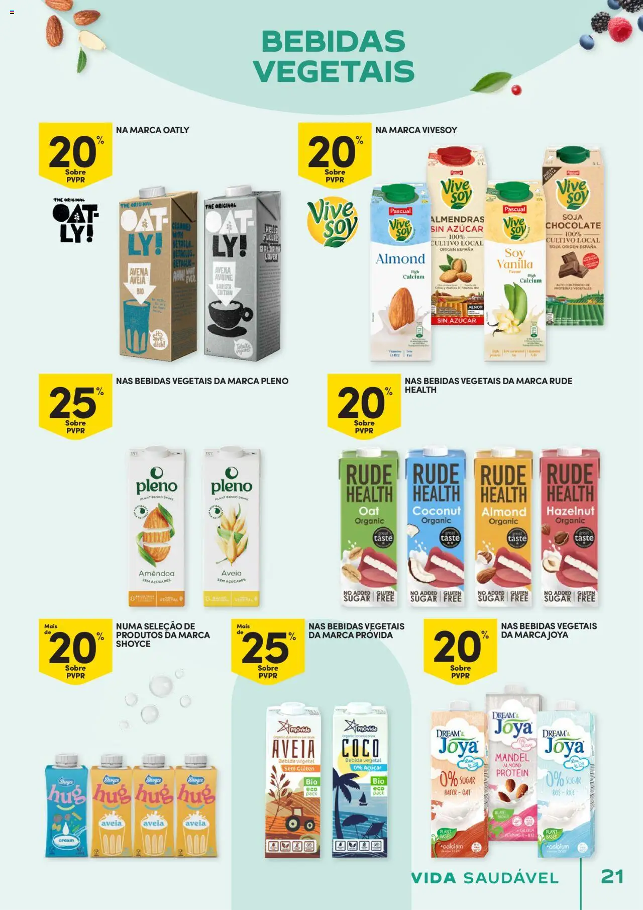 Continente - Vida Saudável: É de quem quer comer bem sem ginástica na carteira │ válido de 21.10.2025 | Página: 21 | Produtos: Soja, Aveia, Chocolate, Bebida