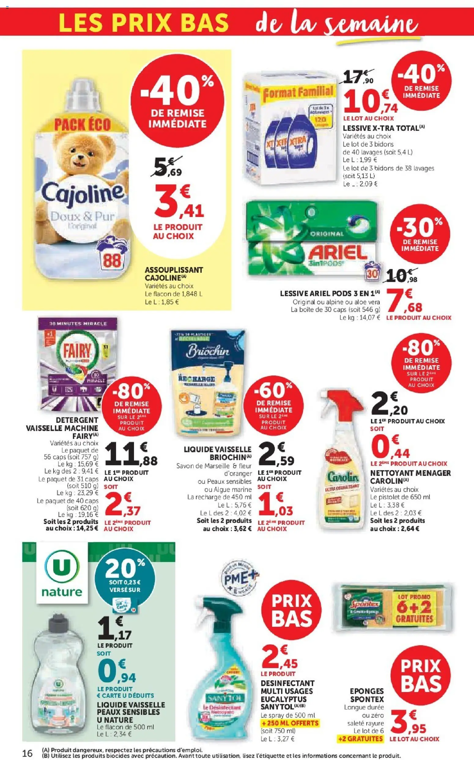 {H1} | Page: 16 | Produits: Liquide vaisselle, Lessive Ariel, Savon, Lessive Xtra