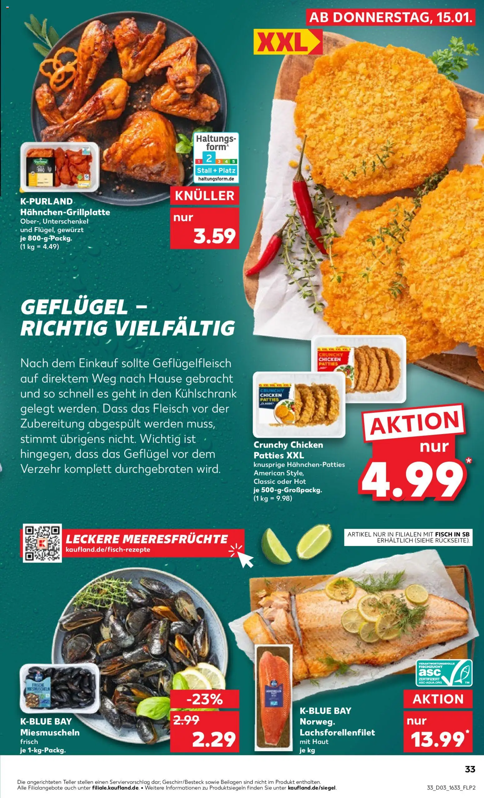 Kaufland prospekt Speyer	 – gültig ab 18.01.2026 | Seite: 33 | Produkte: Kühlschrank, Fisch, Meeresfrüchte, Fleisch