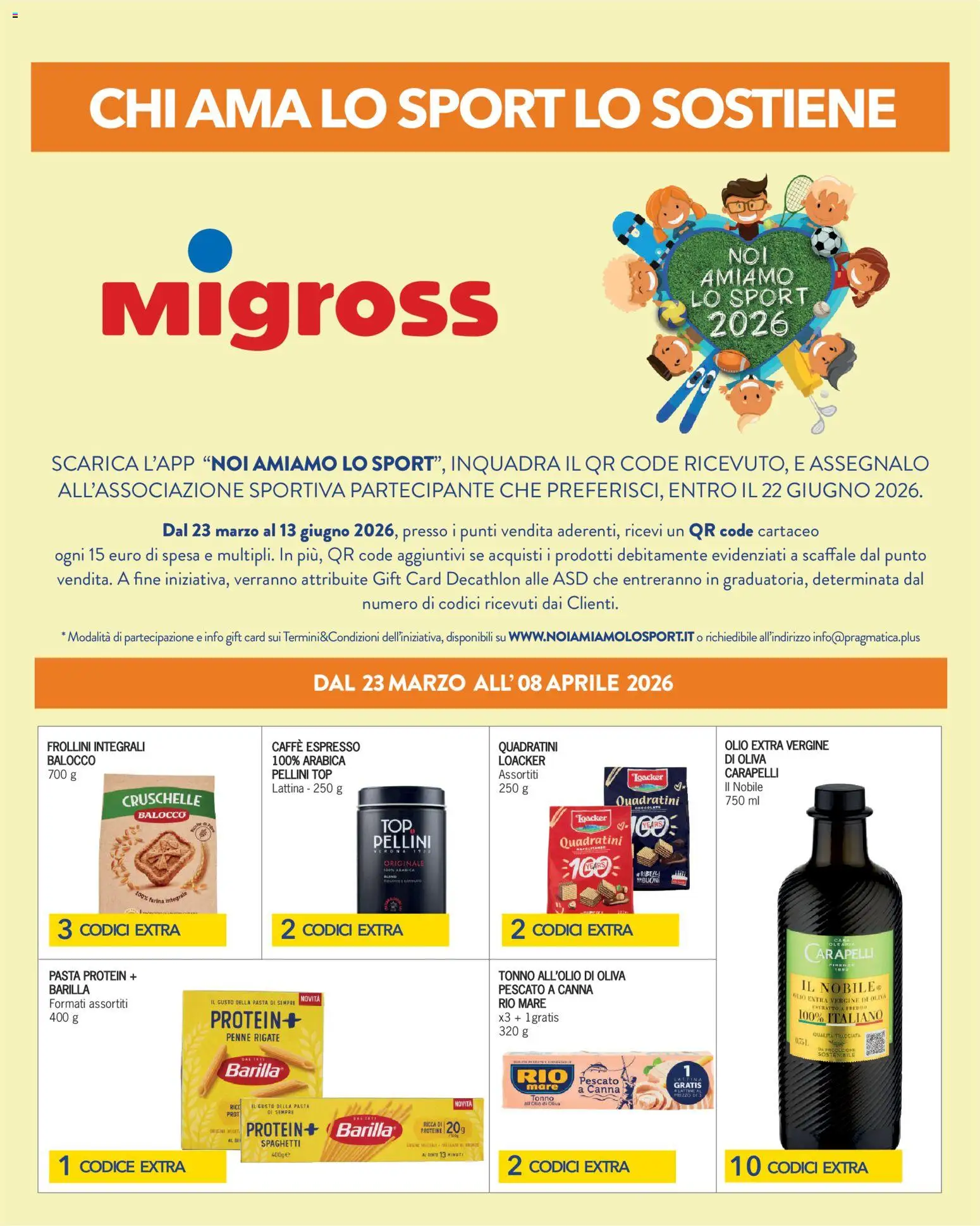 Volantino Migross del 23.03.2026 | Pagina: 1 | Prodotti: Caffè, Farina, Olio extra vergine, Scaffale