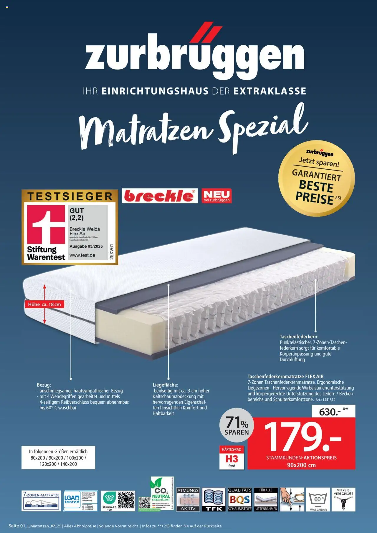 Zurbrüggen Matratzen Spezial - gültig ab dem 16.07.2025 | Seite: 1 | Produkte: Reis