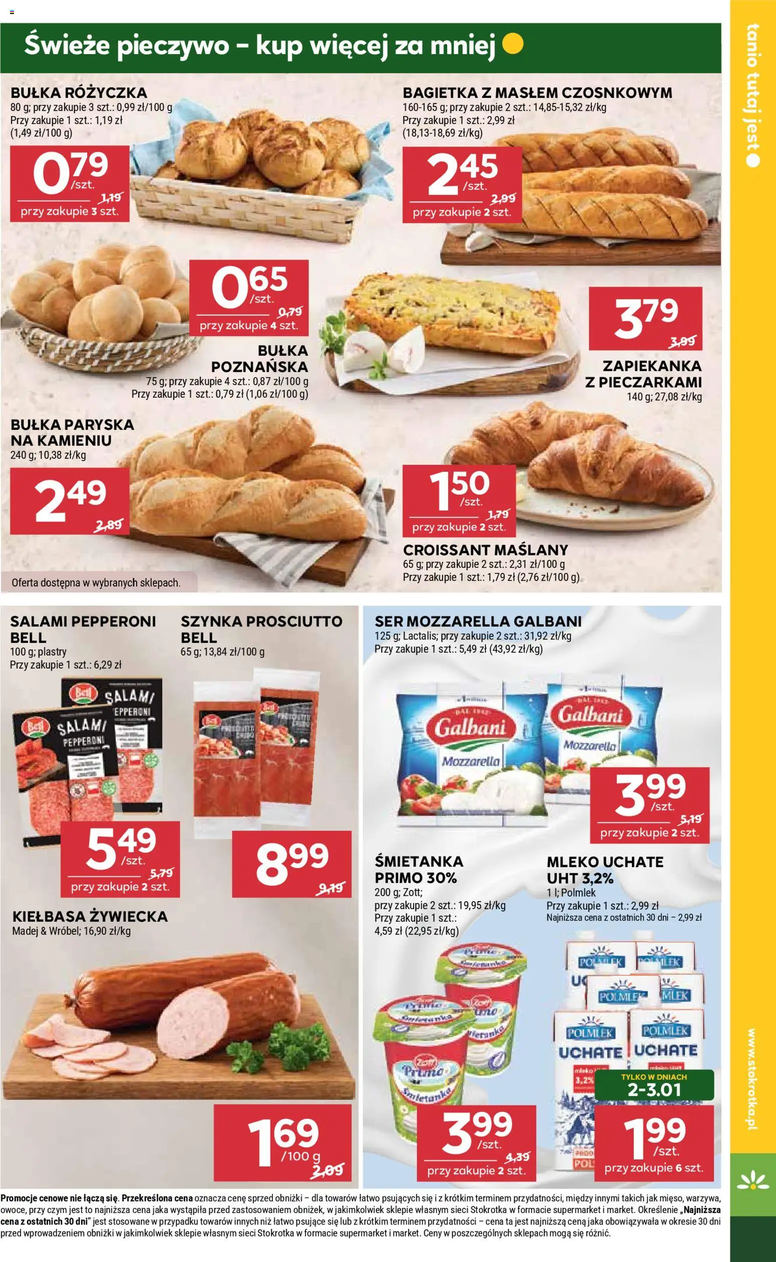 Stokrotka Gazetka - Market od 29.12.2025 | Strona: 7 | Produkty: Szynka prosciutto, Bagietka, Salami, Mozzarella