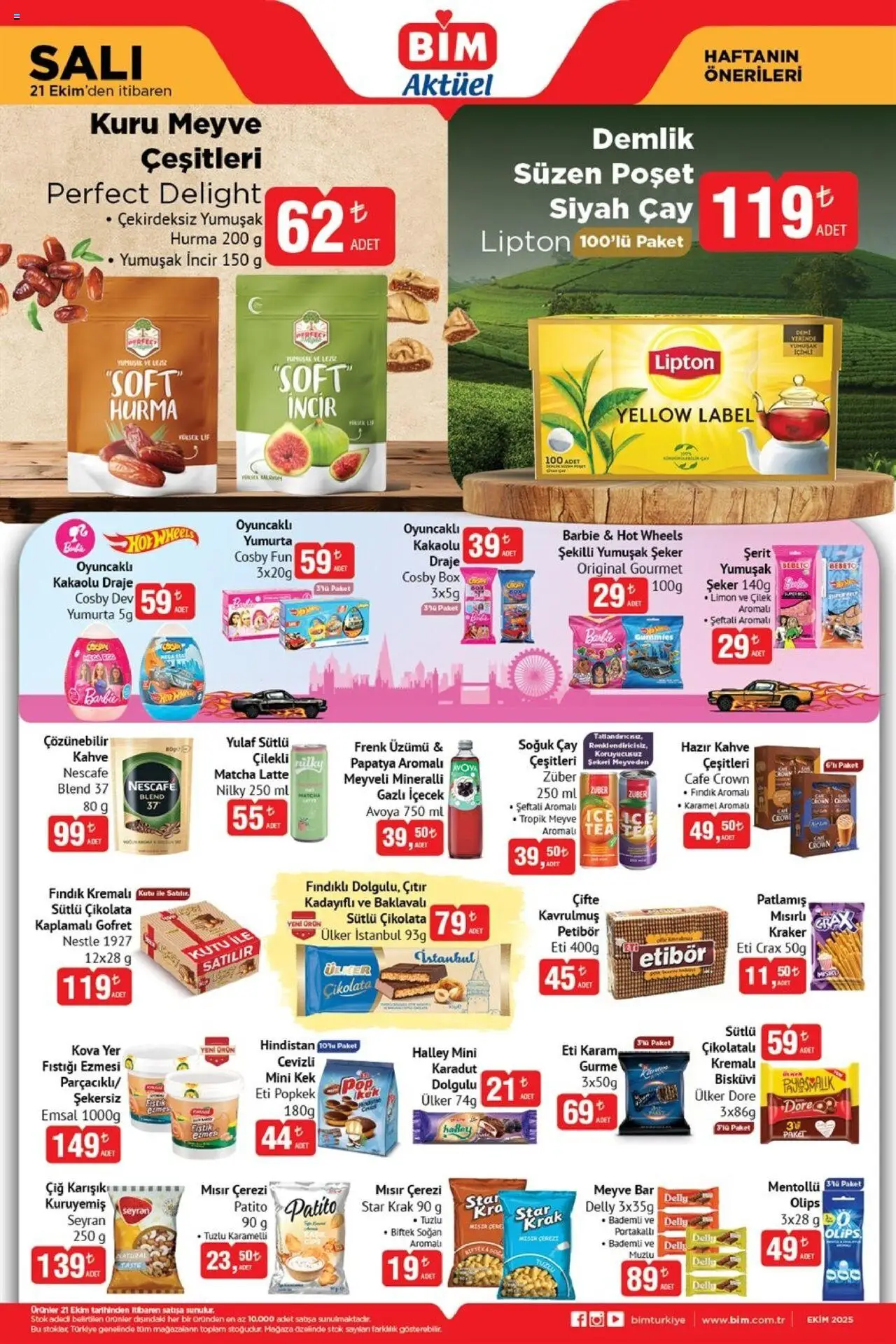 BİM Katalog - 21.10.2025 tarihinden itibaren geçerlidir | Sayfa: 2 | Ürünler: Fıstık, Kahve, Gazlı içecek, Mısır