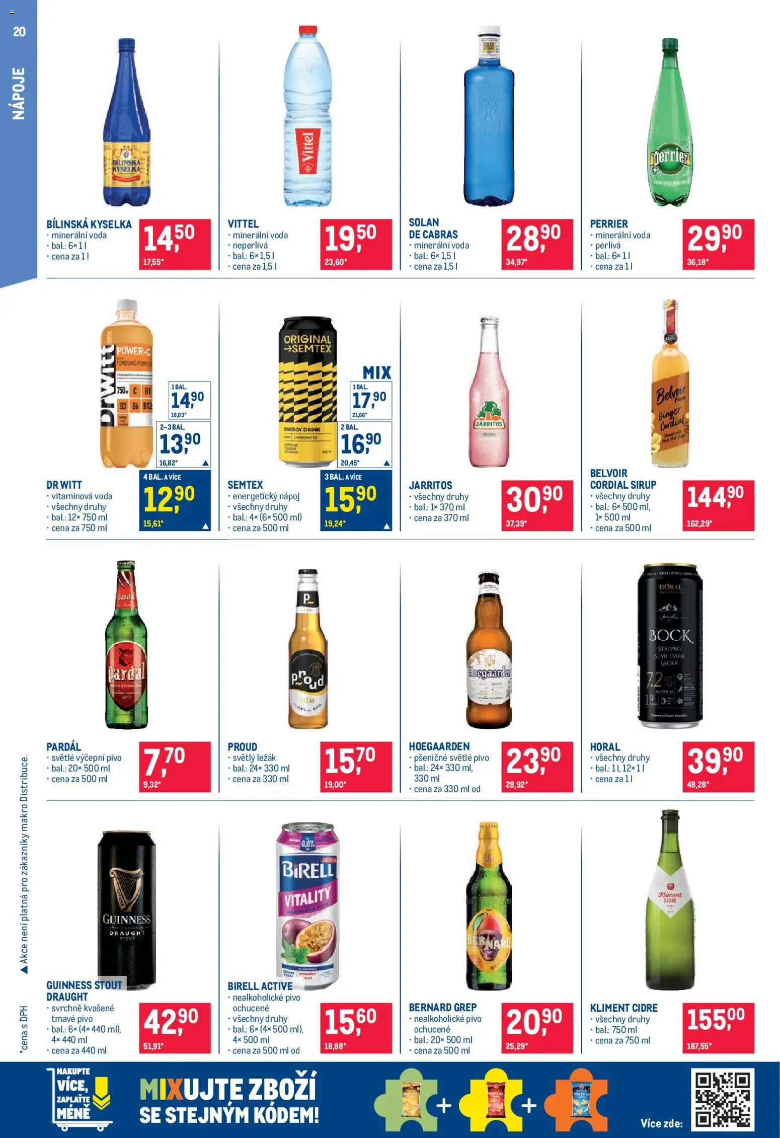 Makro leták - Pro milovníky jídla od 22.04.2026 | Strana: 20 | Produkty: Voda, Drwitt, Jarritos, Sirup