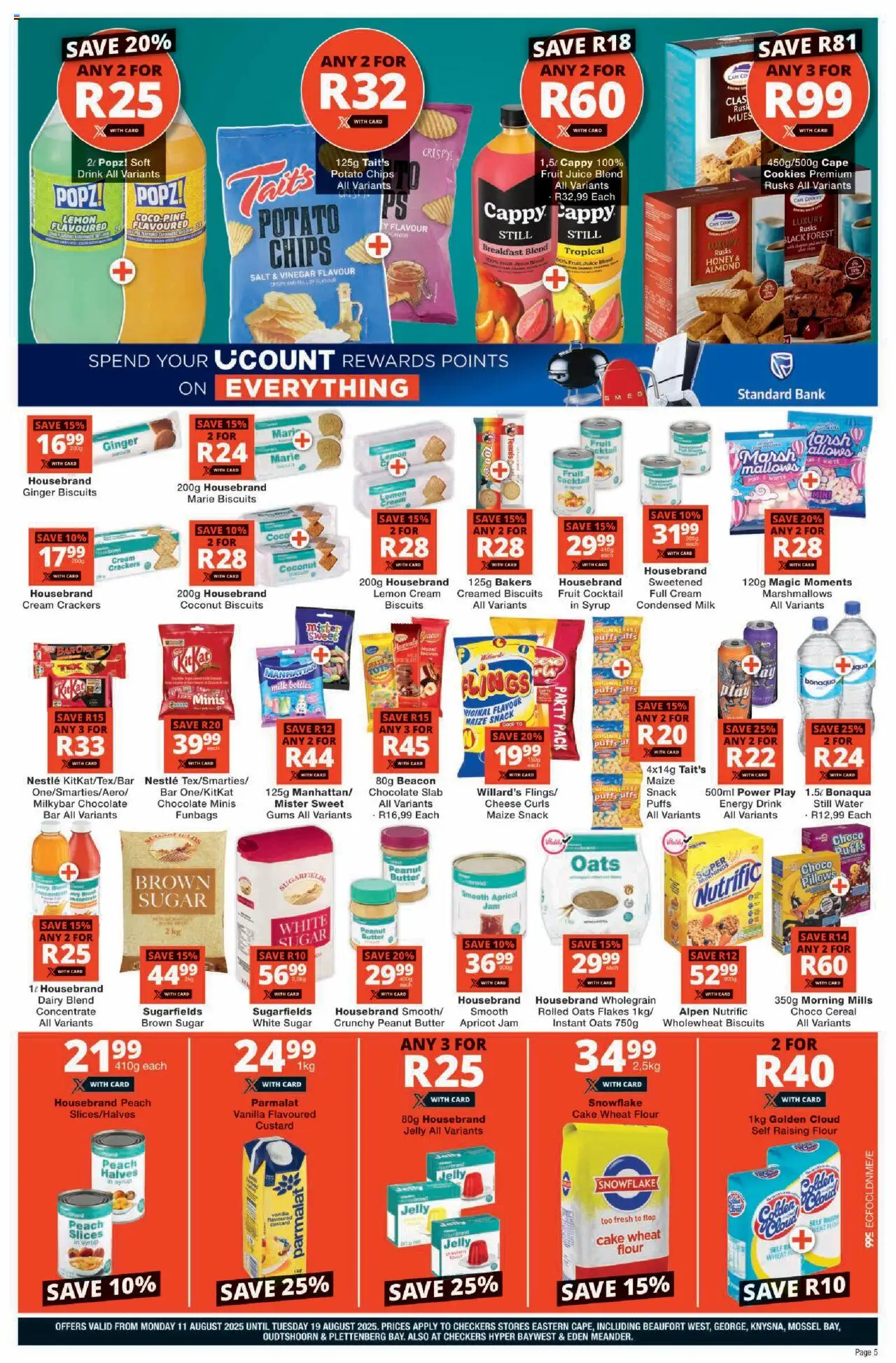Checkers Eastern Cape - August Mid-Month Promotion │ valid from 11.08.2025 | Page: 5 | Products: Custard, Rusks, Cookies, Syrup