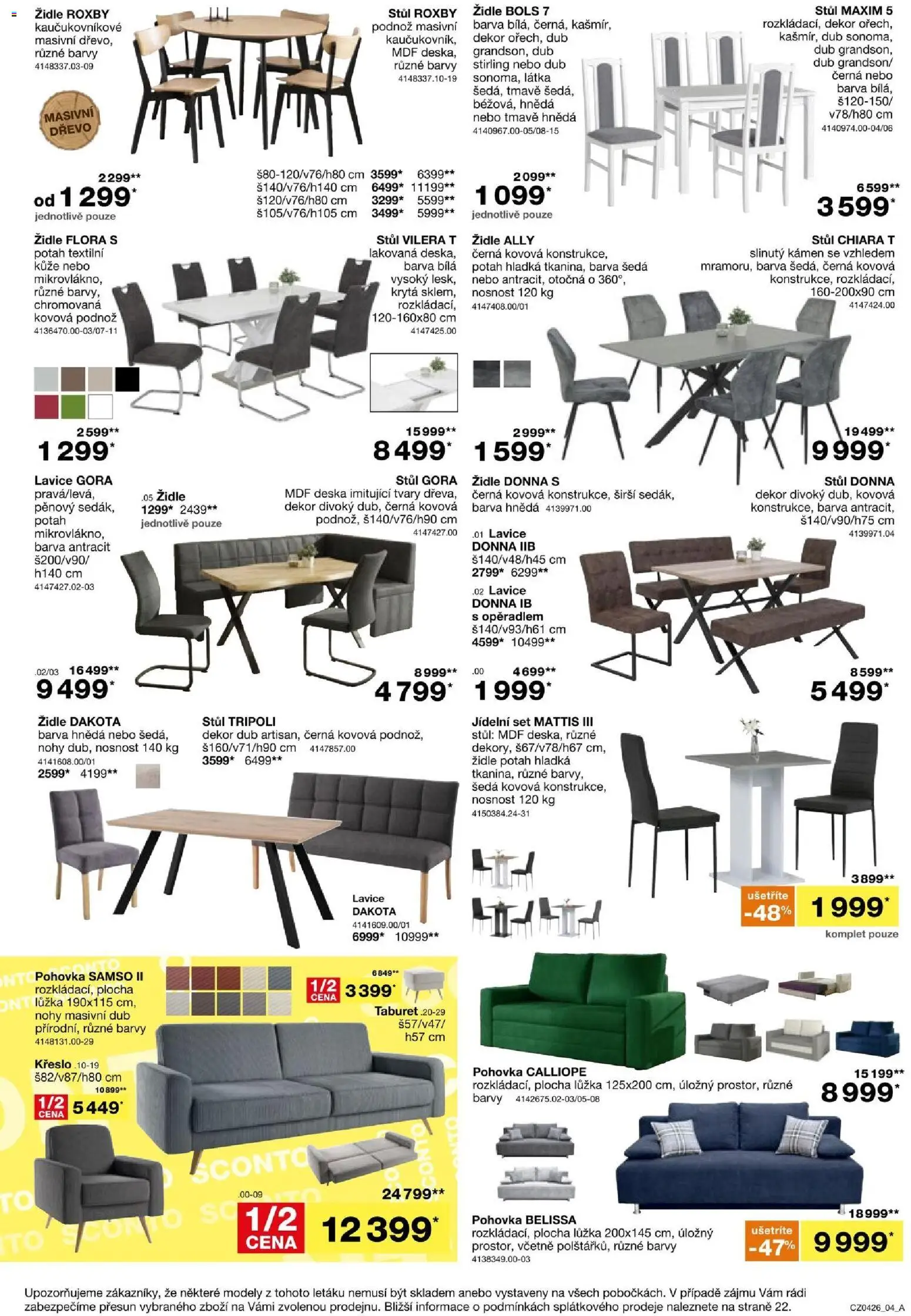Sconto nábytek leták od 04.03.2026 | Strana: 4 | Produkty: Taburet, Modely, Barvy, Flora