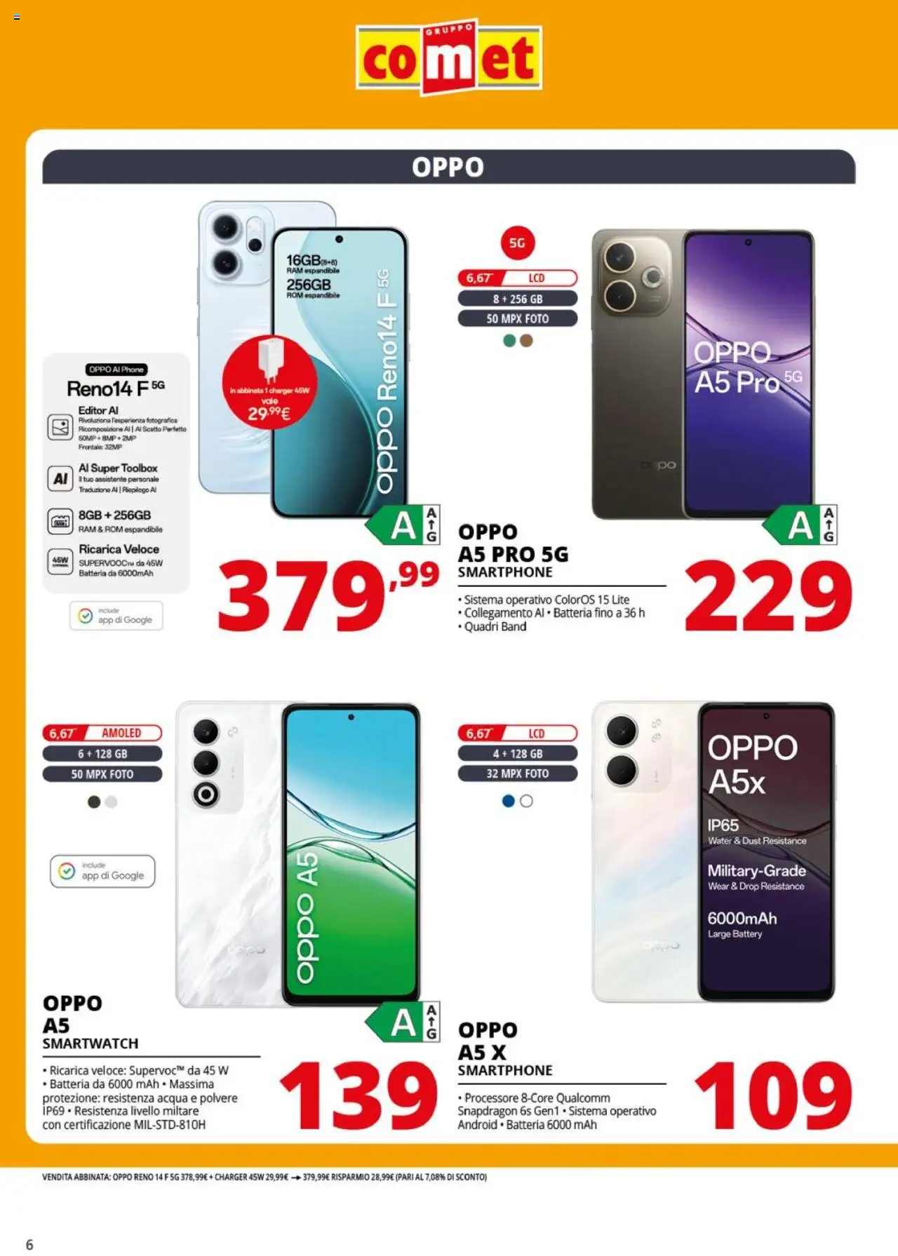 Volantino Comet del 15.09.2025 | Pagina: 6 | Prodotti: Acqua, Smartphone, Smartwatch, Batteria