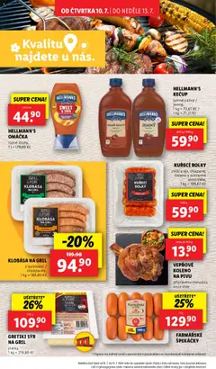 Lidl leták od 10.07.2025 | Strana: 24 | Produkty: Vepřové koleno, Sýr na gril, Klobása, Hellmann's kečup