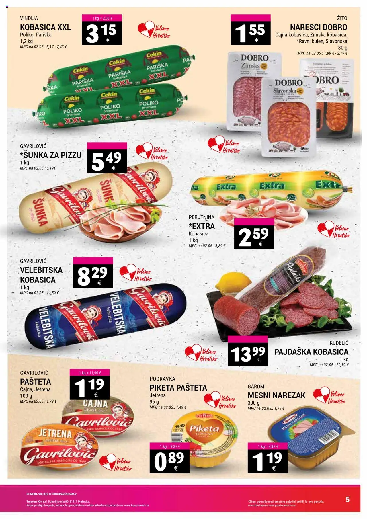 Trgovina Krk katalog | vrijedi od 01.10.2025 | Stranica: 5 | Proizvodi: Vindija, Šunka, Podravka, Pašteta