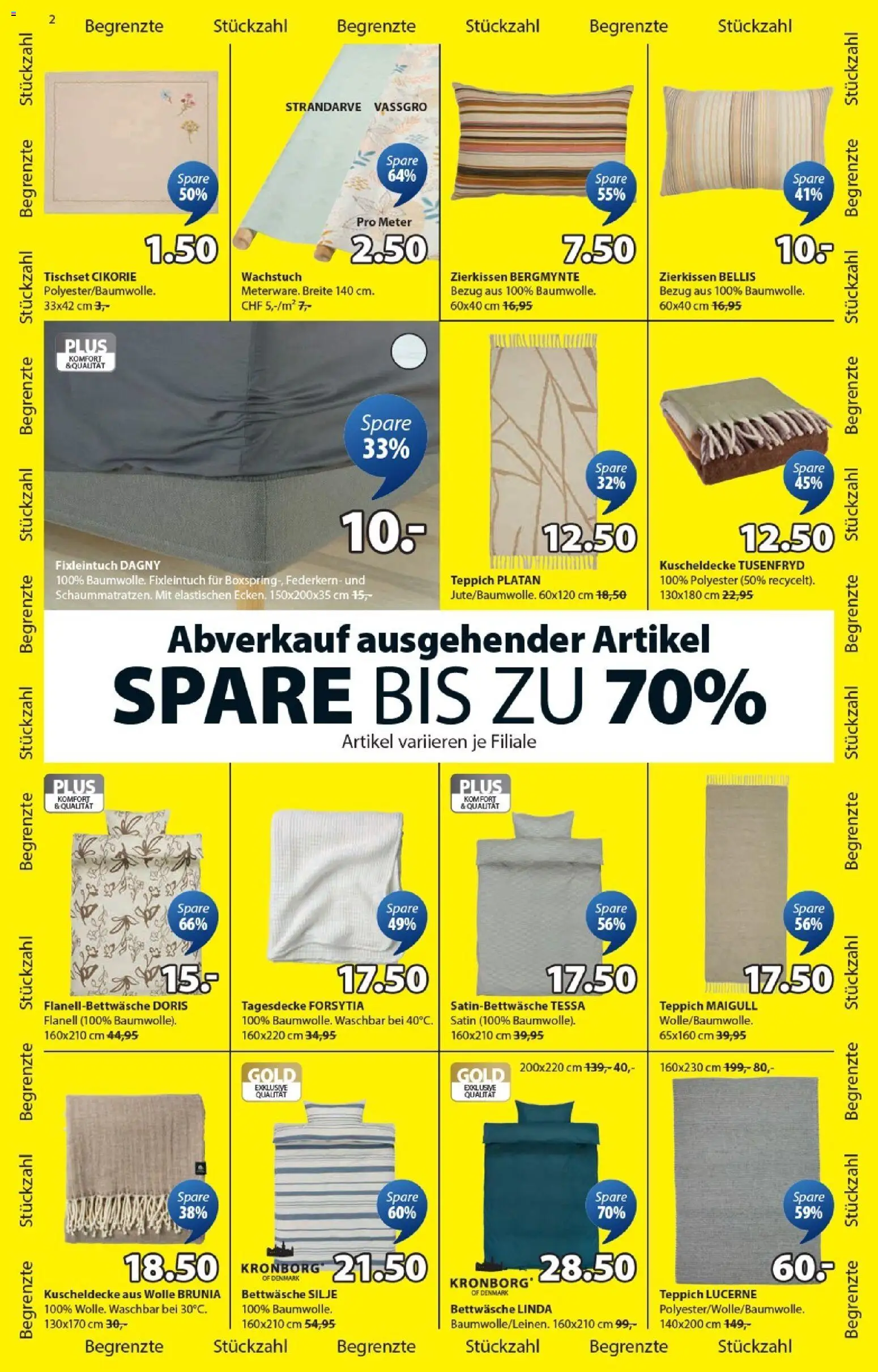 JYSK Aktionen – gültig ab 09.12.2025 | Seite: 2 | Produkte: Tagesdecke, Teppich, Bettwäsche
