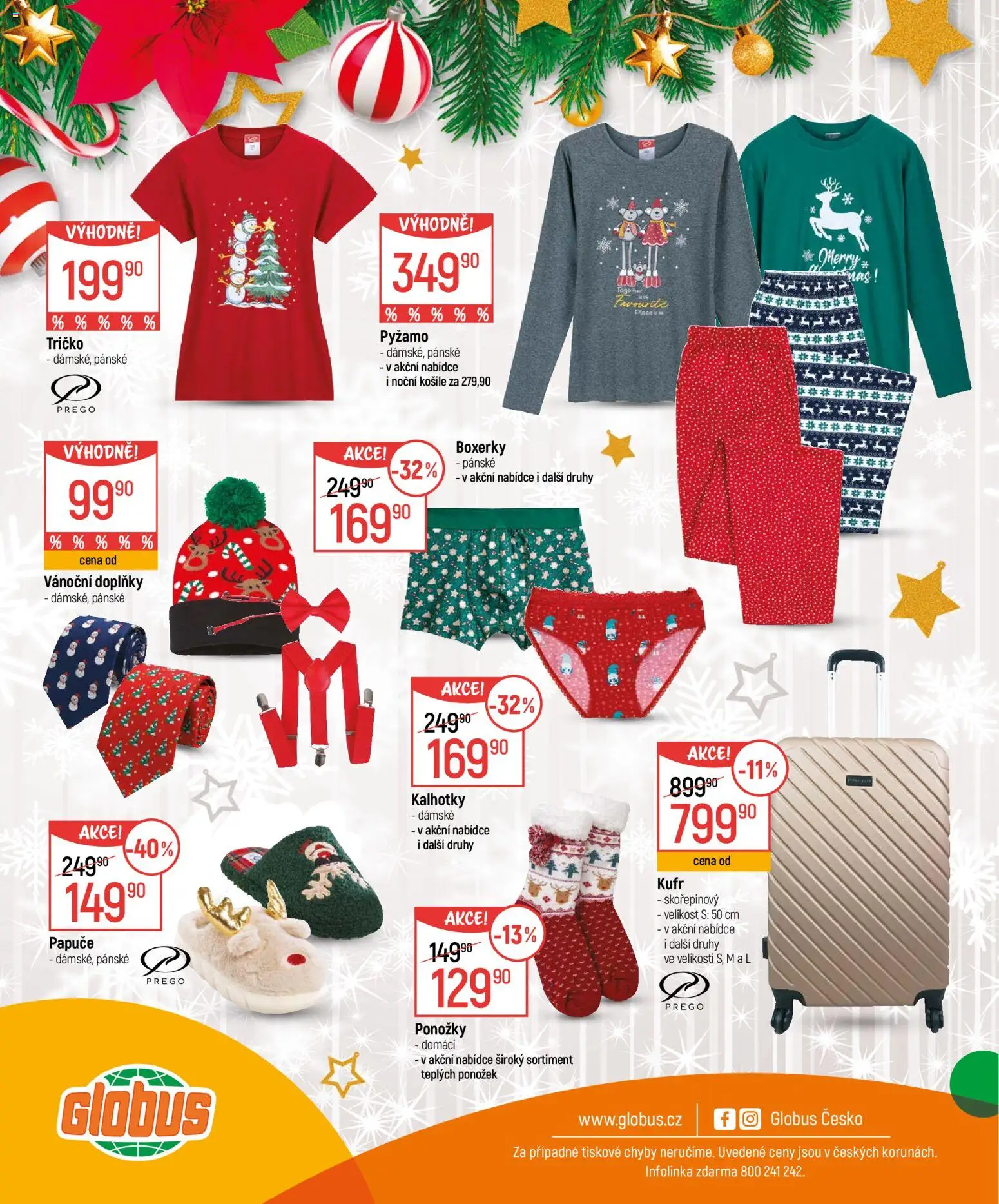 Globus leták - Praha-Štěrboholy  od 26.11.2025 | Strana: 24 | Produkty: Tričko, Globus, Ponožky, Papuče