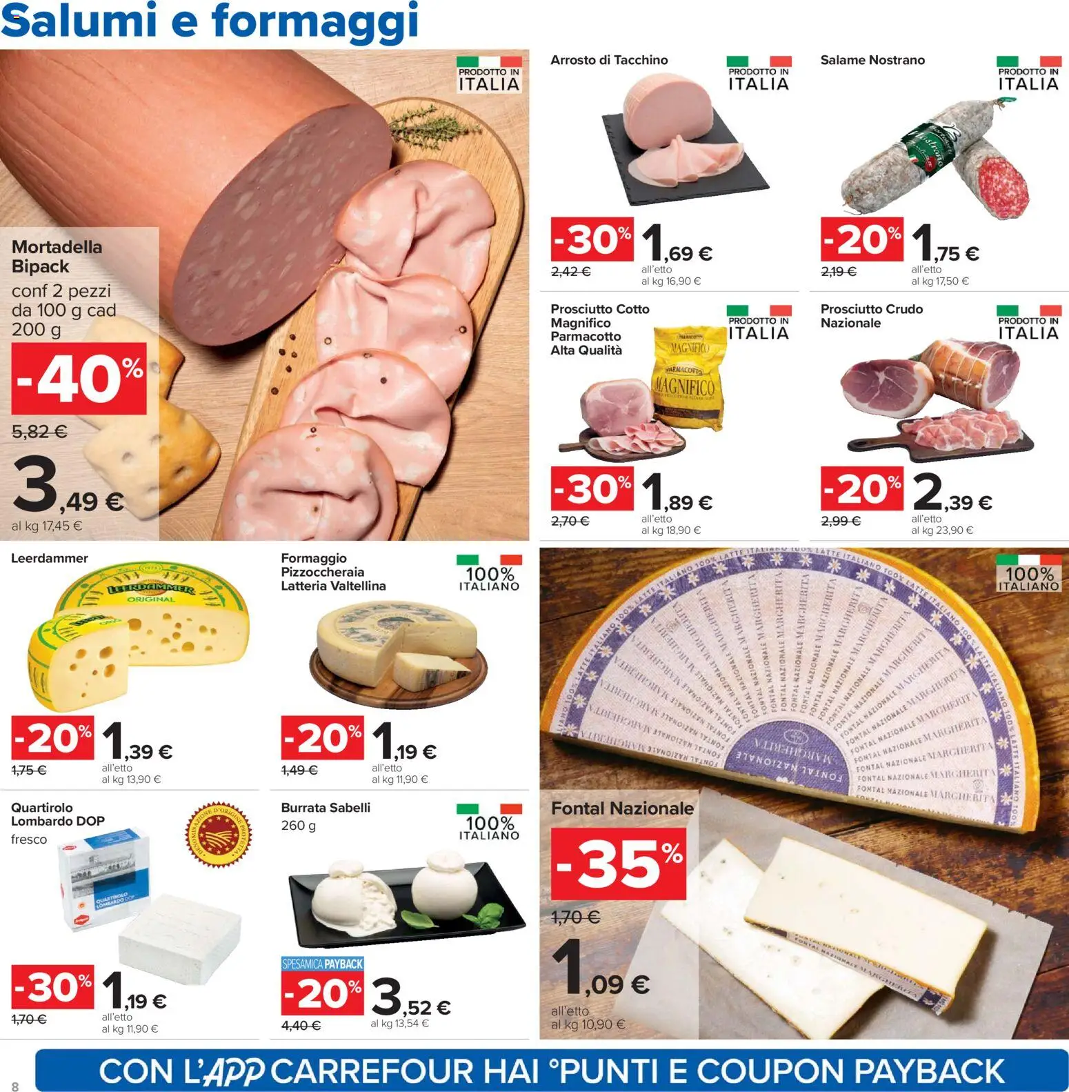 Volantino Carrefour del 02.01.2026 | Pagina: 8 | Prodotti: Prosciutto Crudo, Tacchino, Latte, Prosciutto