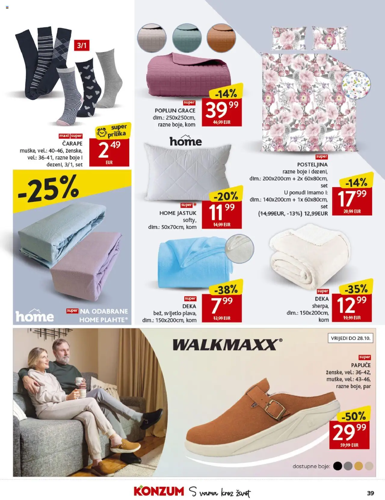 Konzum katalog | vrijedi od 08.10.2025 | Stranica: 39 | Proizvodi: Čarape, Posteljina, Papuče, Deka