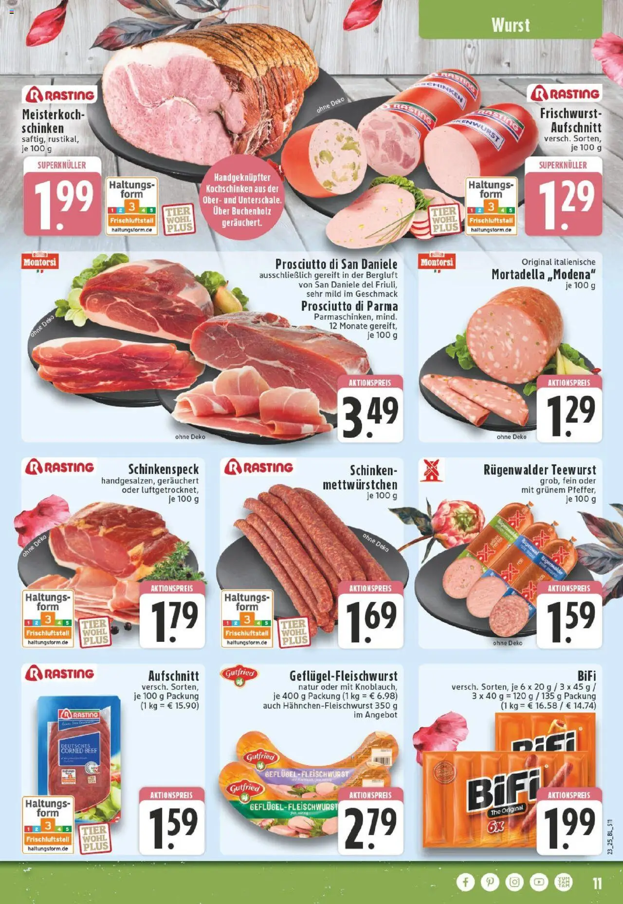 Edeka prospekt Düsseldorf	 - gültig ab dem 01.06.2025 | Seite: 11 | Produkte: Bifi, Wurst, Schinken