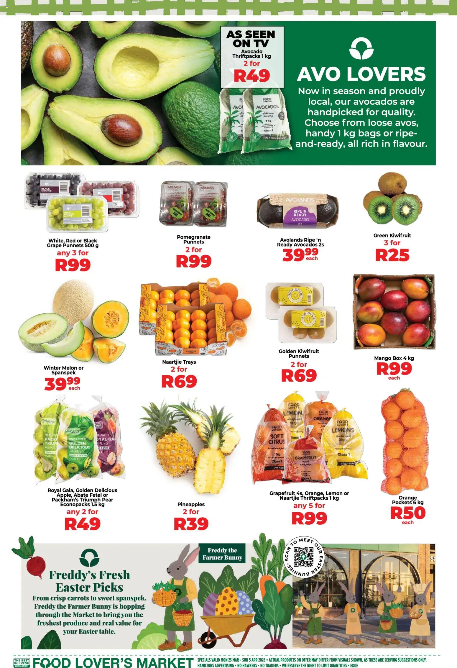 New Food Lover's Market catalogue – valid from 23.03.2026 | Page: 3 | Products: Box, Apples, Pineapple, Grapes