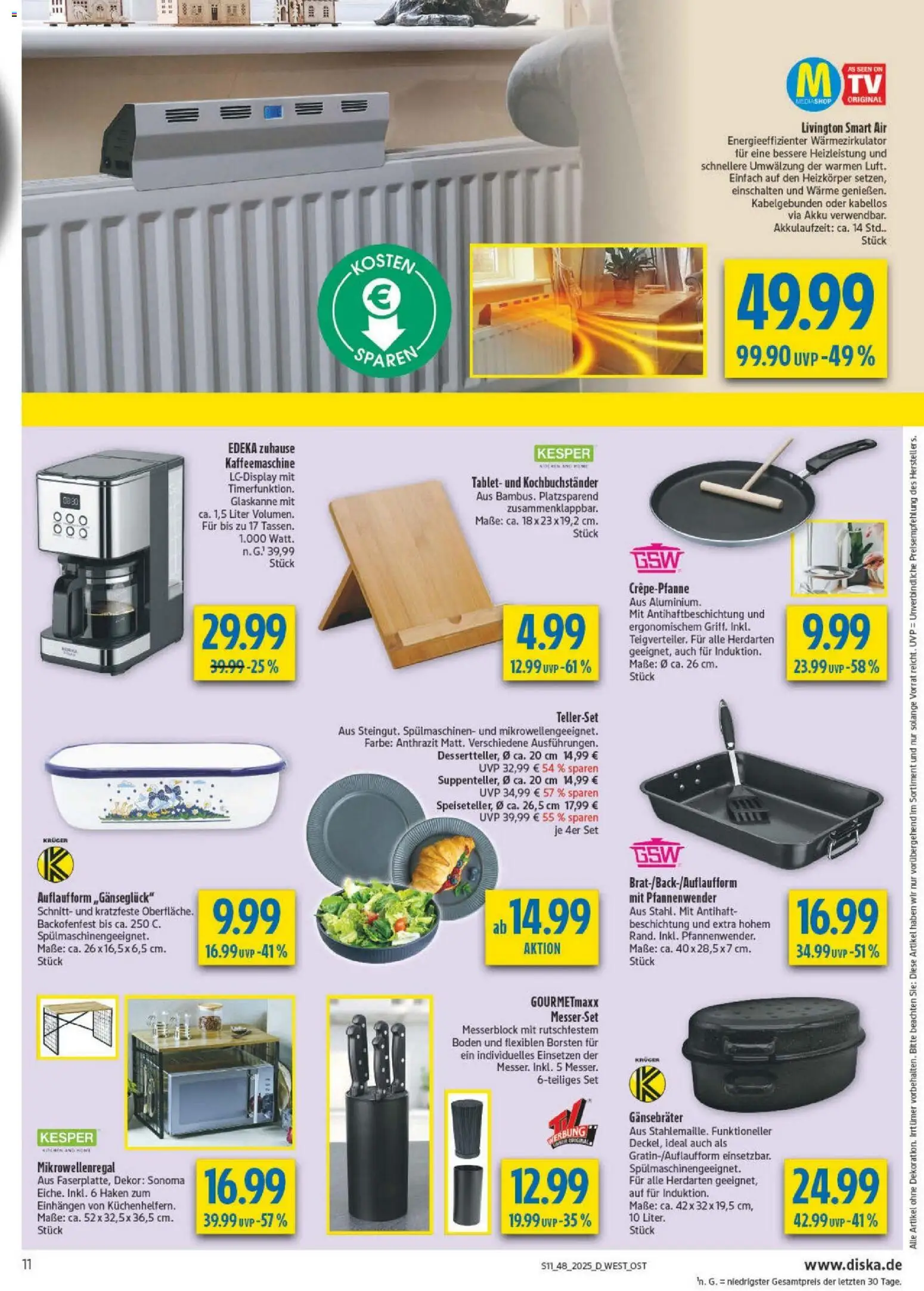 Diska - Diska Angebote Bayern KW48 – gültig ab 24.11.2025 | Seite: 11 | Produkte: Kaffeemaschine, Heizkörper, Tablet