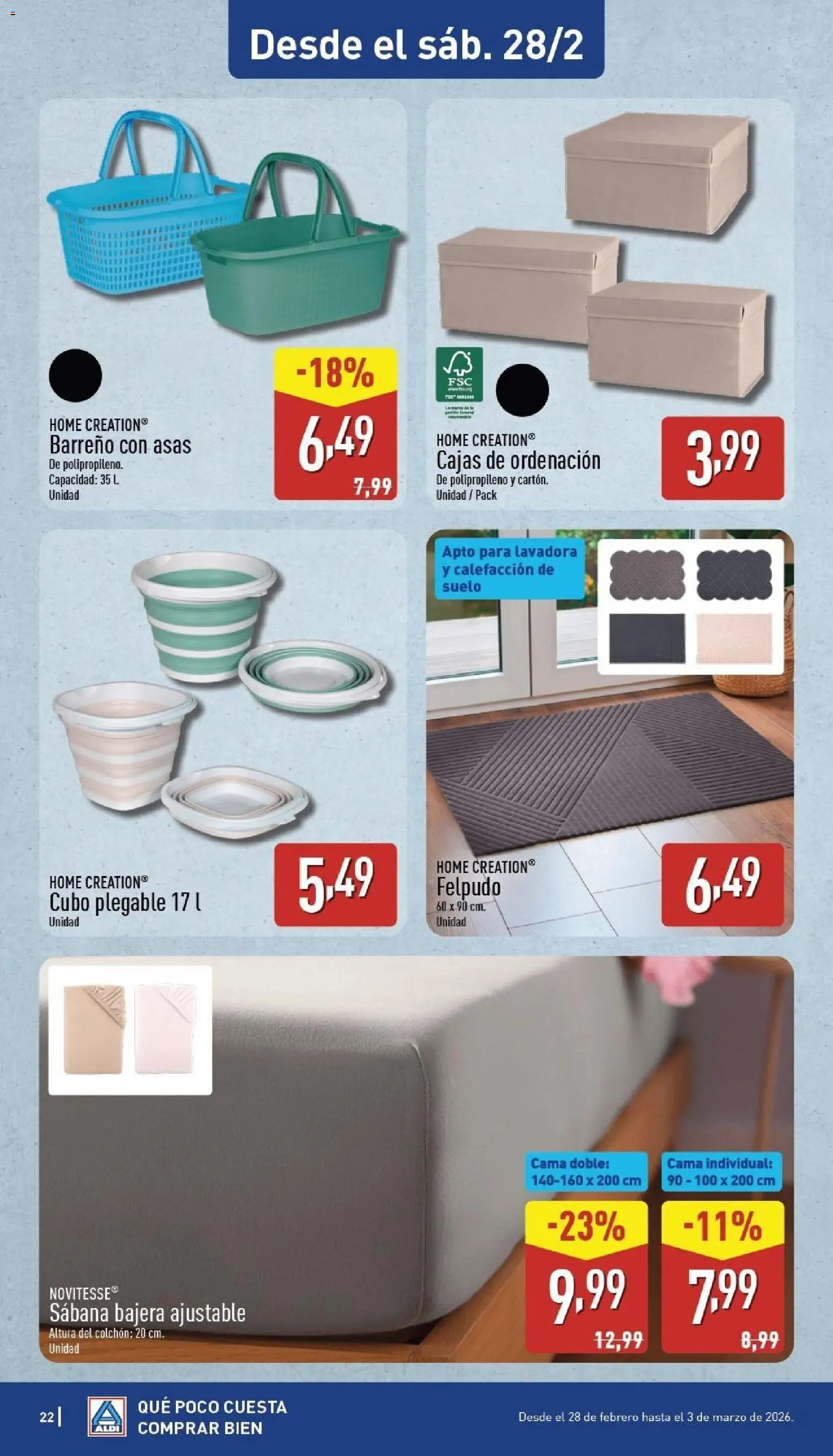 Aldi folleto Baleares │ válido desde el 23.02.2026 | Página: 22 | Productos: Colchon, Lavadora, Cama, Felpudo