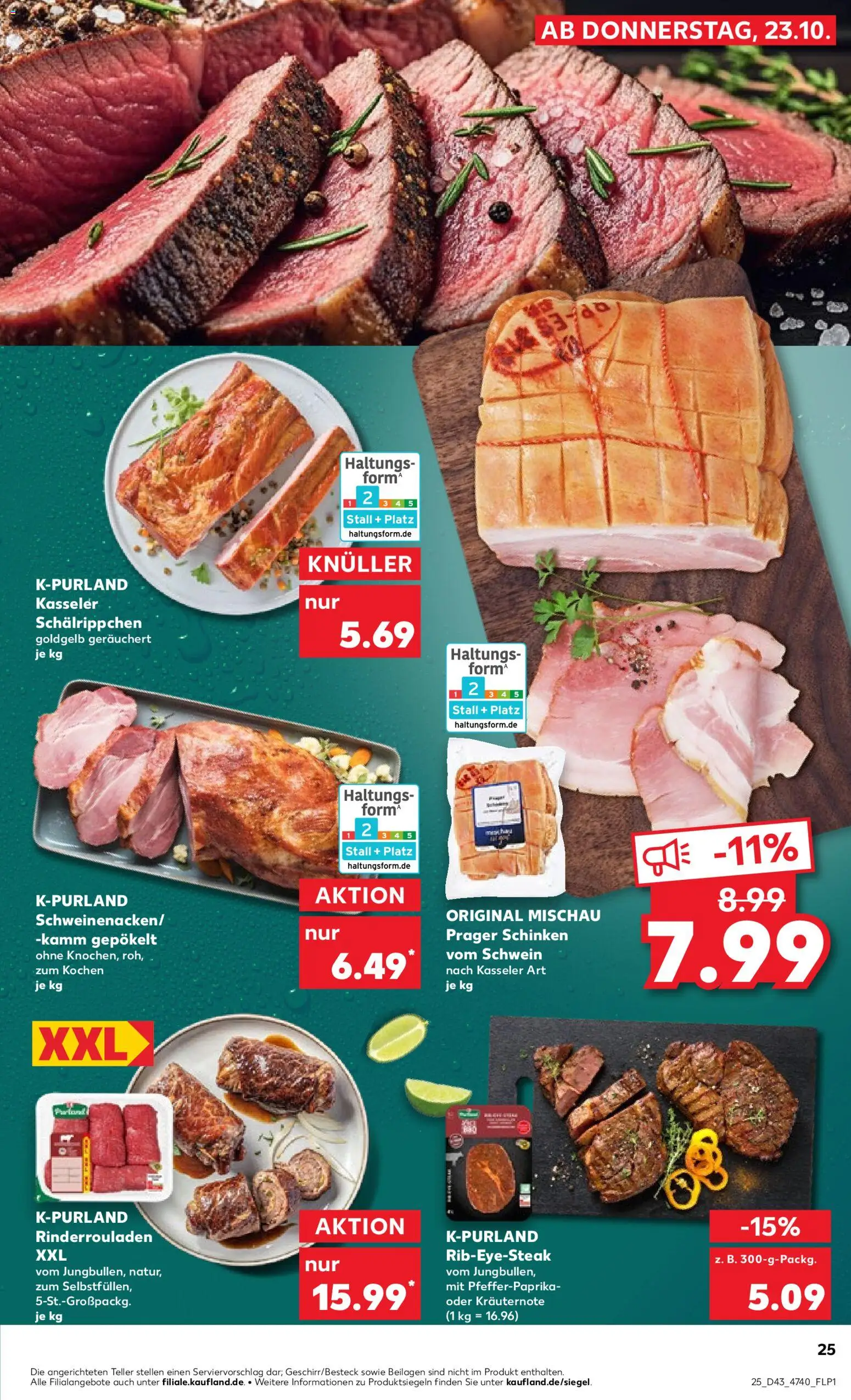 Kaufland prospekt Hannover	 – gültig ab 26.10.2025 | Seite: 25 | Produkte: Rinderrouladen, Schinken, Steak