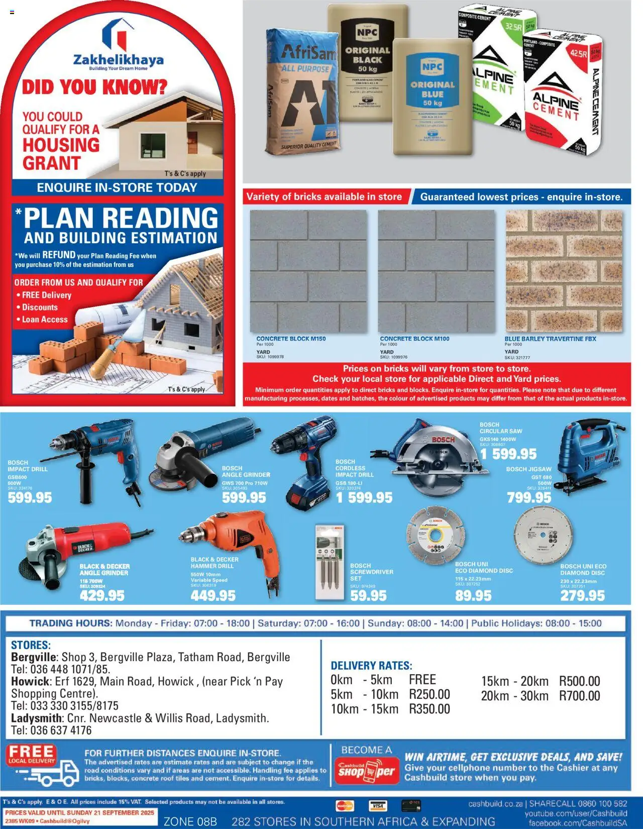Cashbuild Catalogue │ valid from 25.08.2025 | Page: 4 | Products: Grinder, Hammer, Angle grinder, Cement