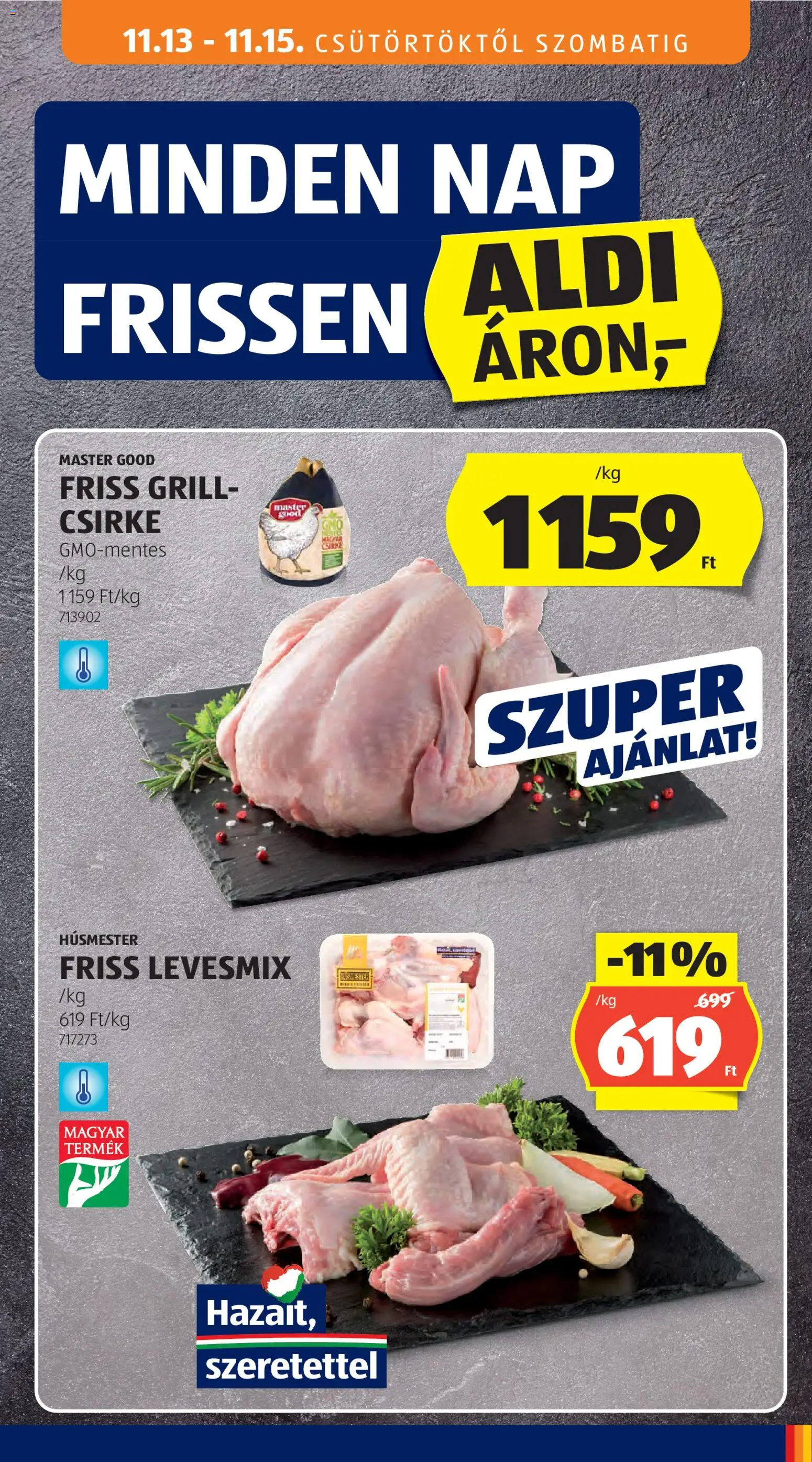 Aldi akciós ujság - amely érvényes a következő dátumtól: 13.11.2025 | Oldal: 15 | Termékek: Grill