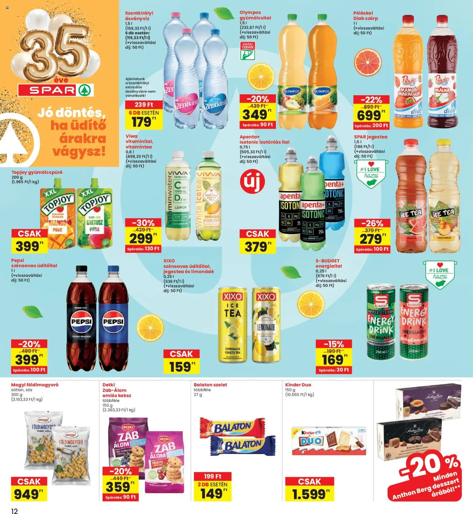 Interspar akciós ujság - amely érvényes a következő dátumtól: 29.01.2026 | Oldal: 12 | Termékek: Energiaital, Pepsi, Ice tea, Mangó