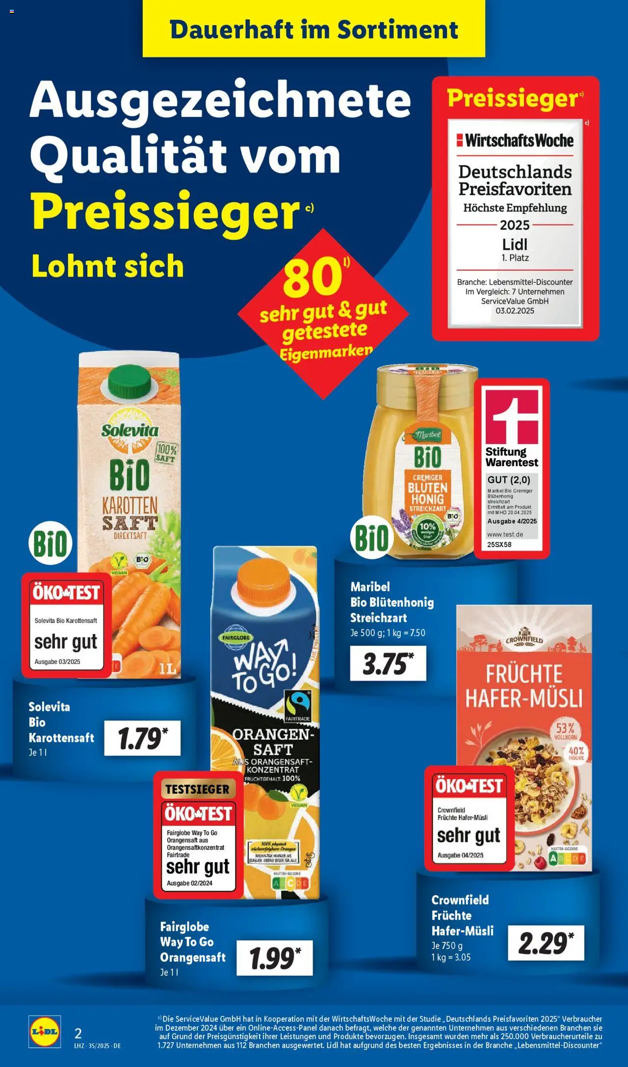 Lidl Prospekt Uffenheim - gültig ab dem 25.08.2025 | Seite: 2 | Produkte: Orangen, Orangensaft, Saft