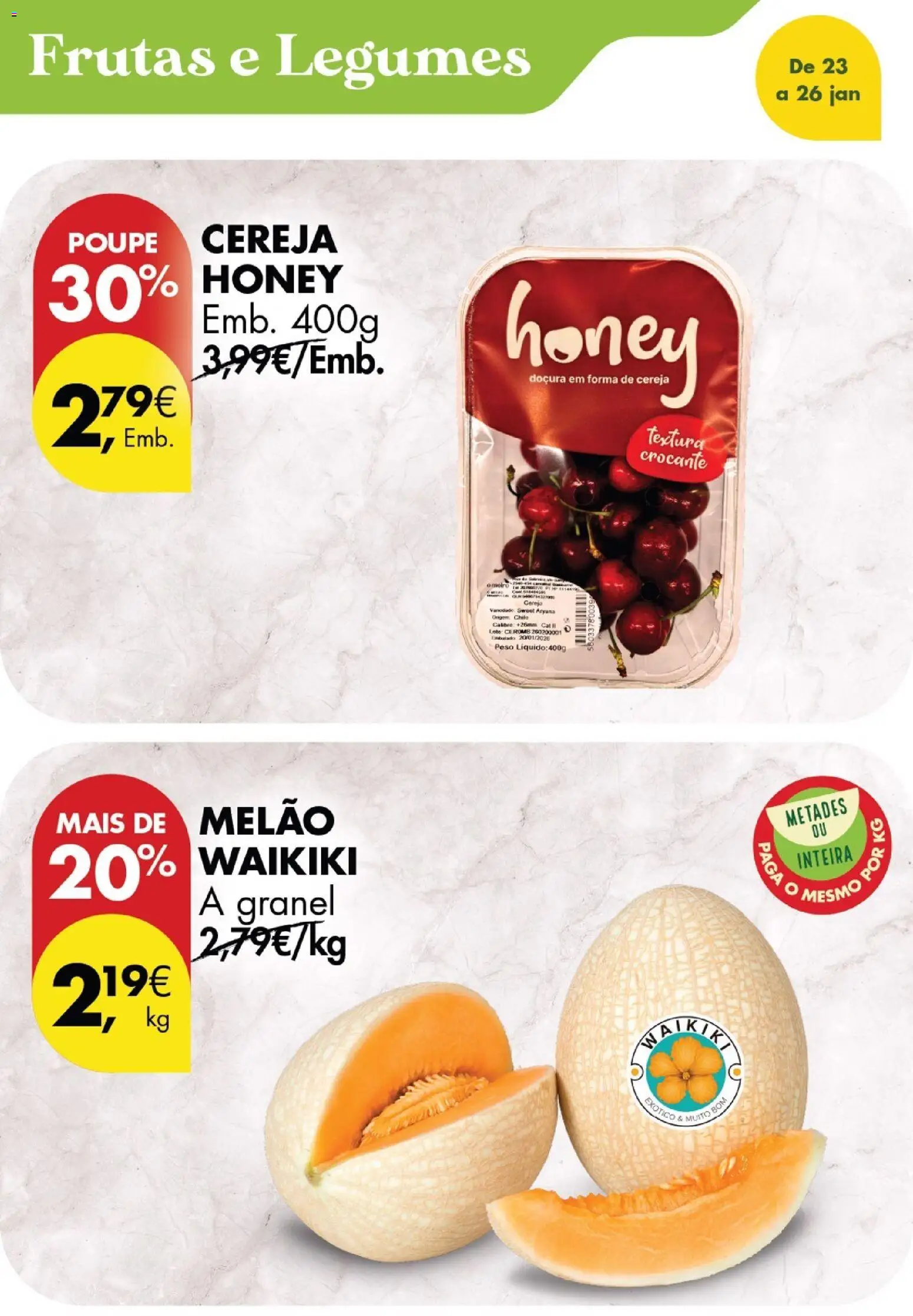 Pingo Doce Poupe este Fim de Semana │ válido de 23.01.2026 | Página: 8 | Produtos: Cereja, Melão