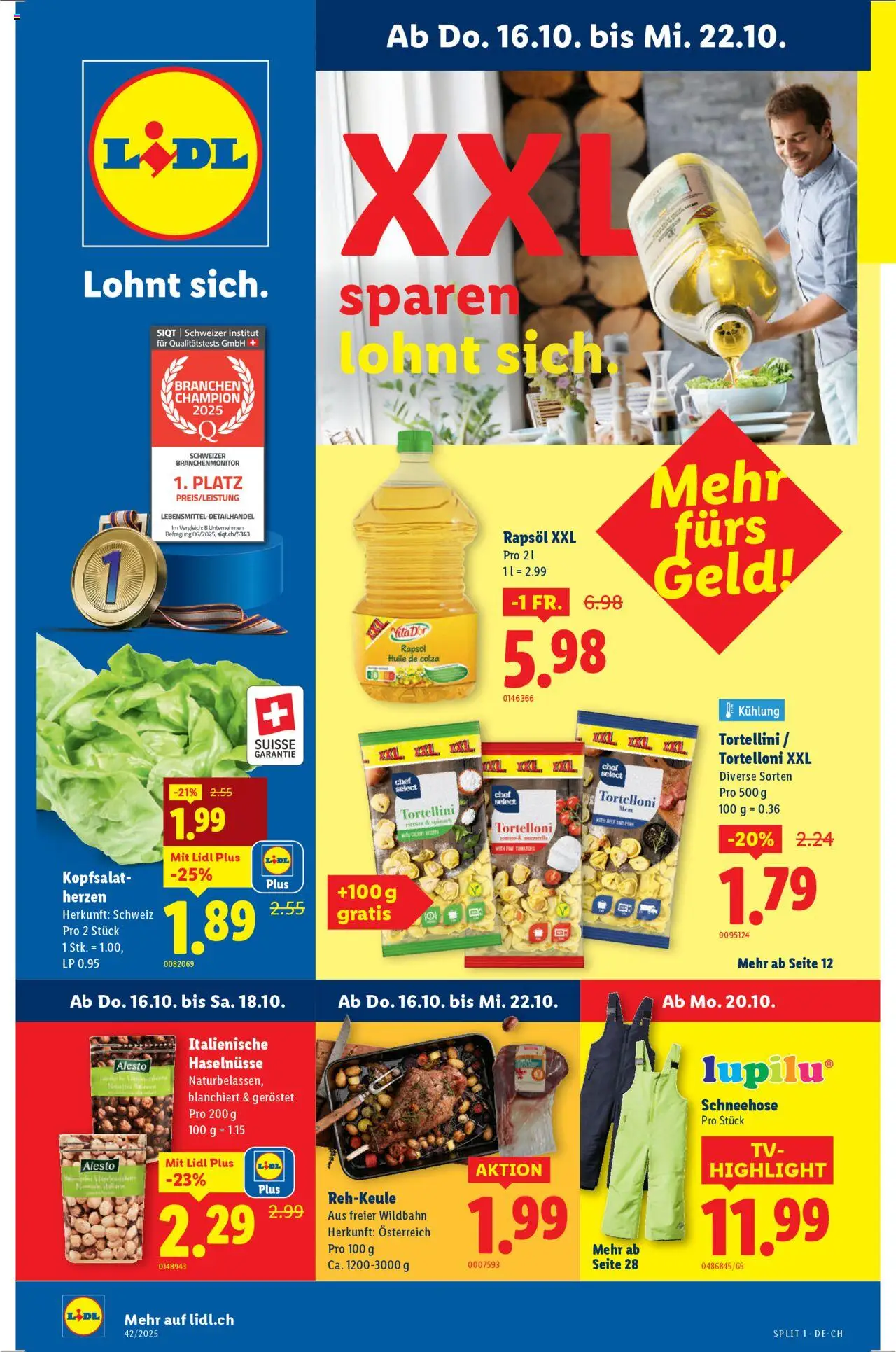 Lidl Aktionen – gültig ab 16.10.2025 | Seite: 1 | Produkte: Rapsöl