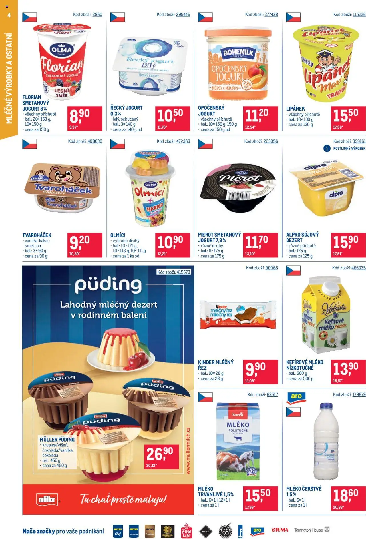 Makro leták - Maloobchod od 10.09.2025 | Strana: 4 | Produkty: Řecký jogurt, Smetanový jogurt, Smetana, Puding