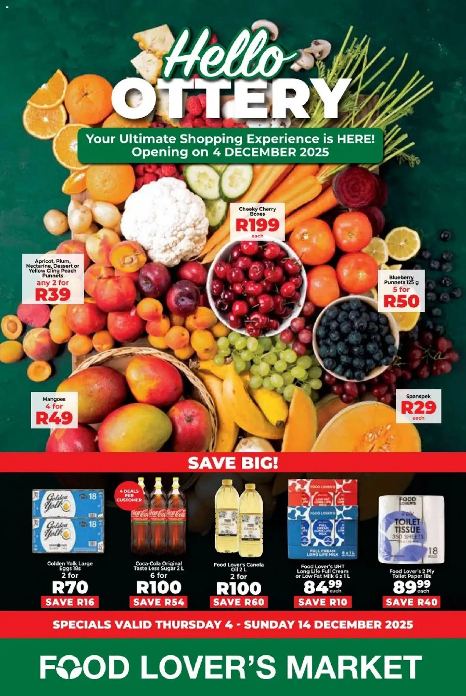 New Food Lover's Market catalogue – valid from 04.12.2025 | Page: 1 | Products: Milk, Eggs, Cream, Peach
