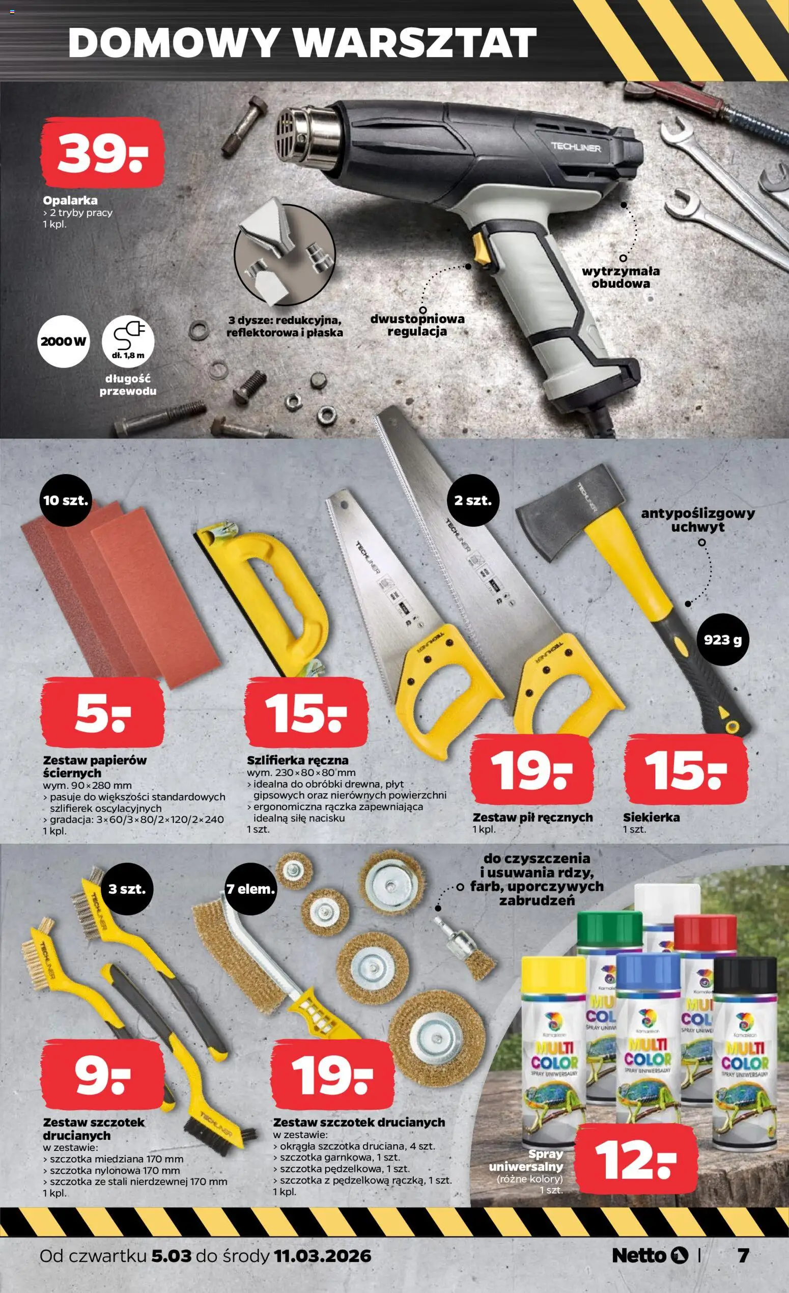 Netto gazetka od czwartku NonFood od 05.03.2026 | Strona: 7 | Produkty: Szczotka, Szlifierka
